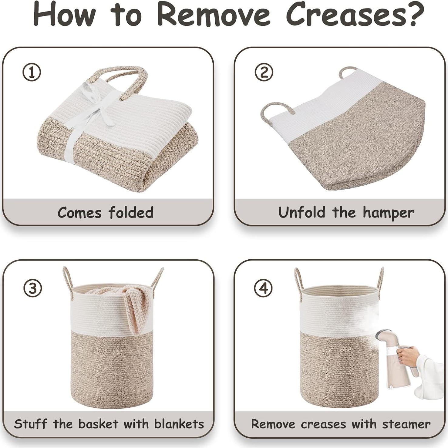 Cesta de Ropa Grande VIPOSCO 58L Algodón Tejido Bicolor