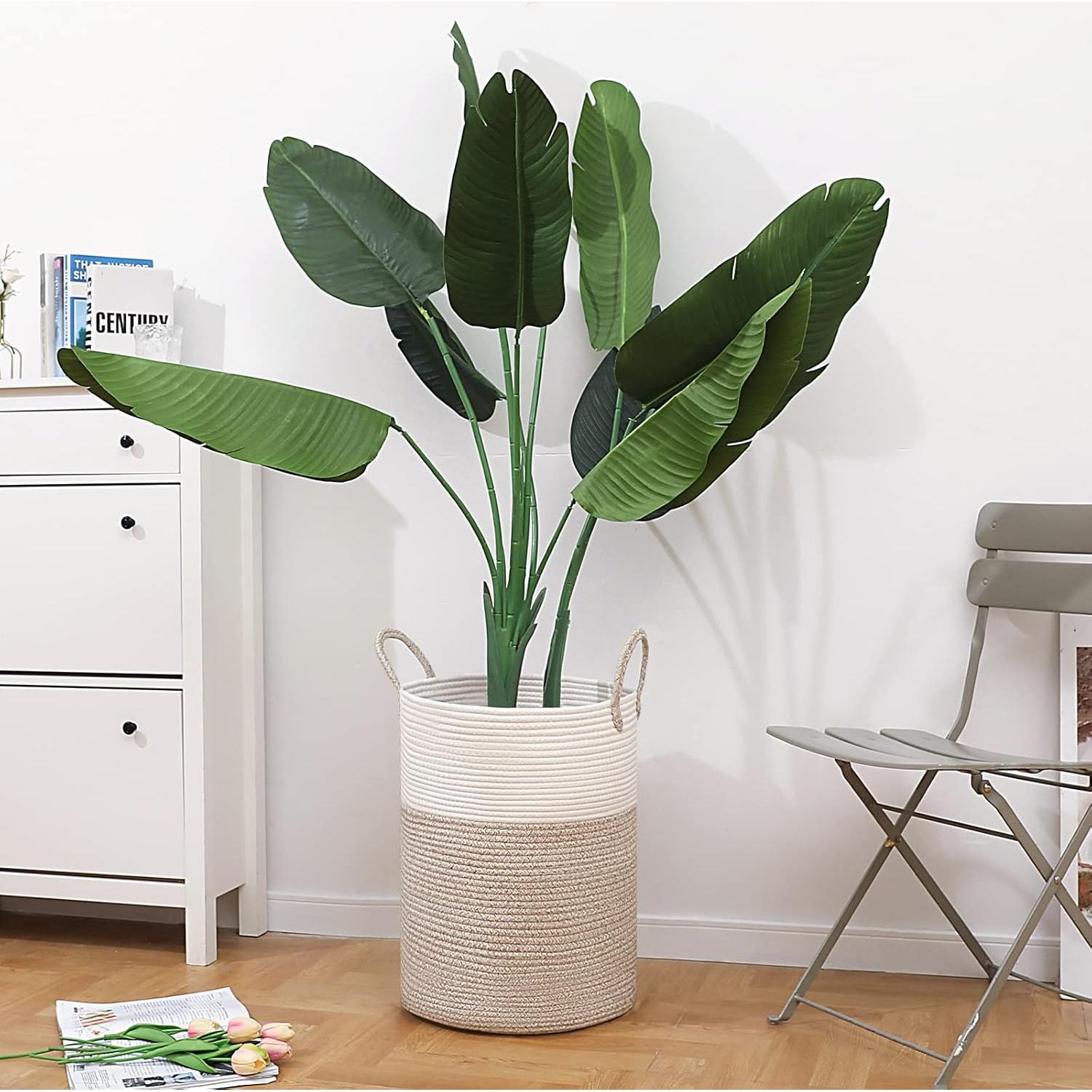 Cesta de Ropa Grande VIPOSCO 58L Algodón Tejido Bicolor