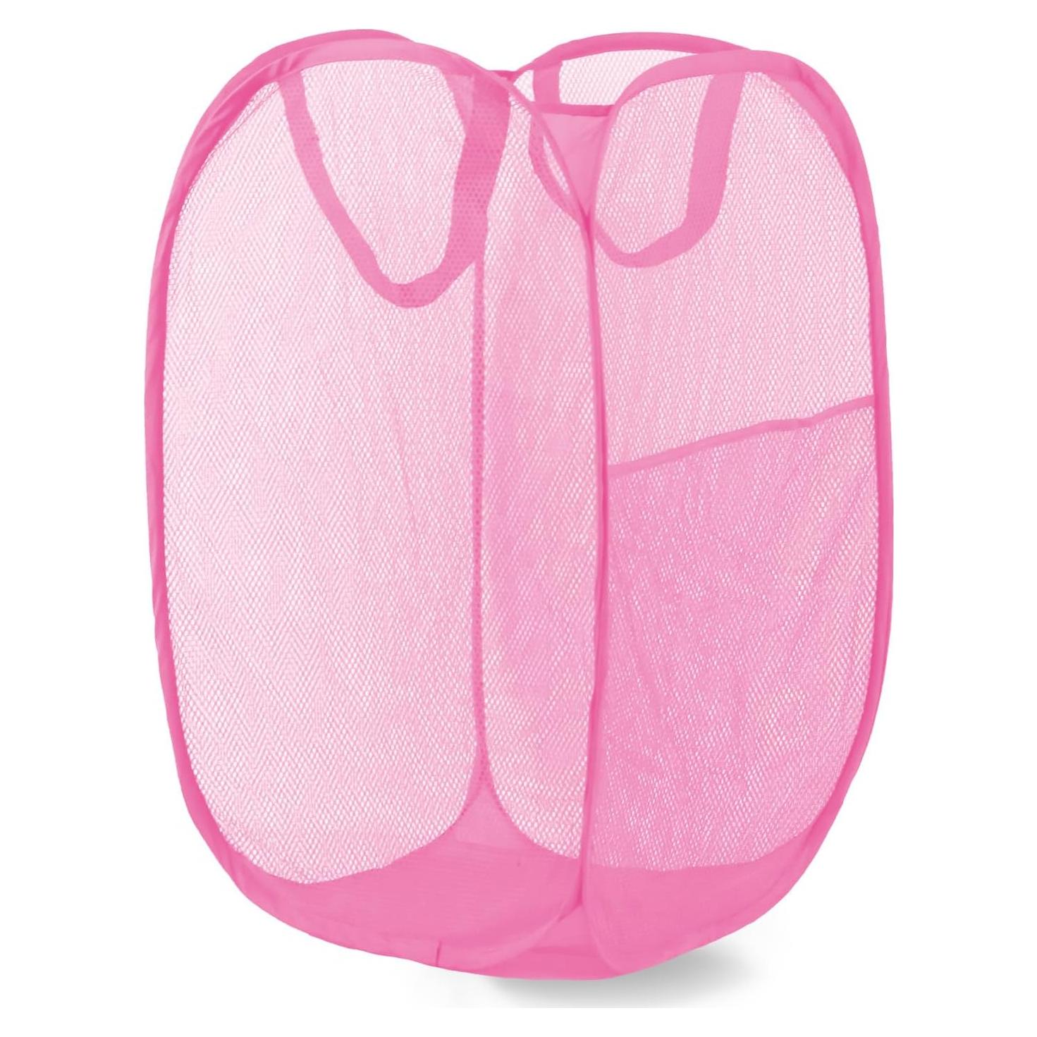 Cesta de Lavandería Plegable LXLOVESM Rosa 35.5x35.5x61cm