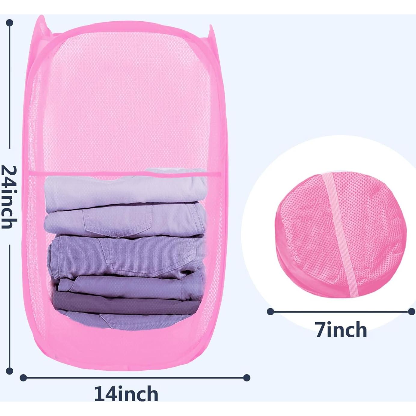 Cesta de Lavandería Plegable LXLOVESM Rosa 35.5x35.5x61cm