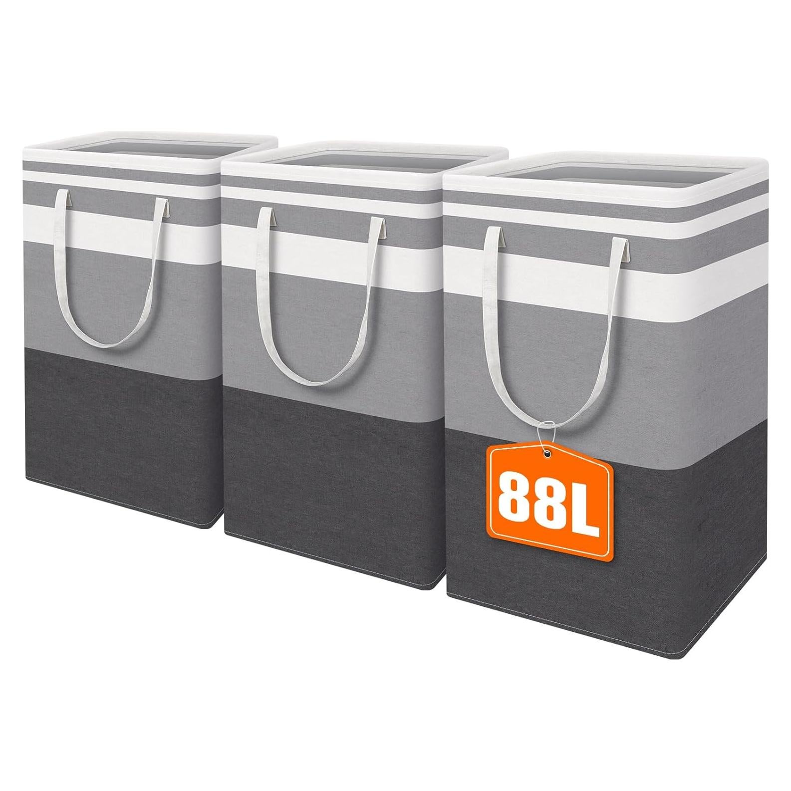 Canasta de Ropa Alta HomeHacks 88L Impermeable Plegable Gris