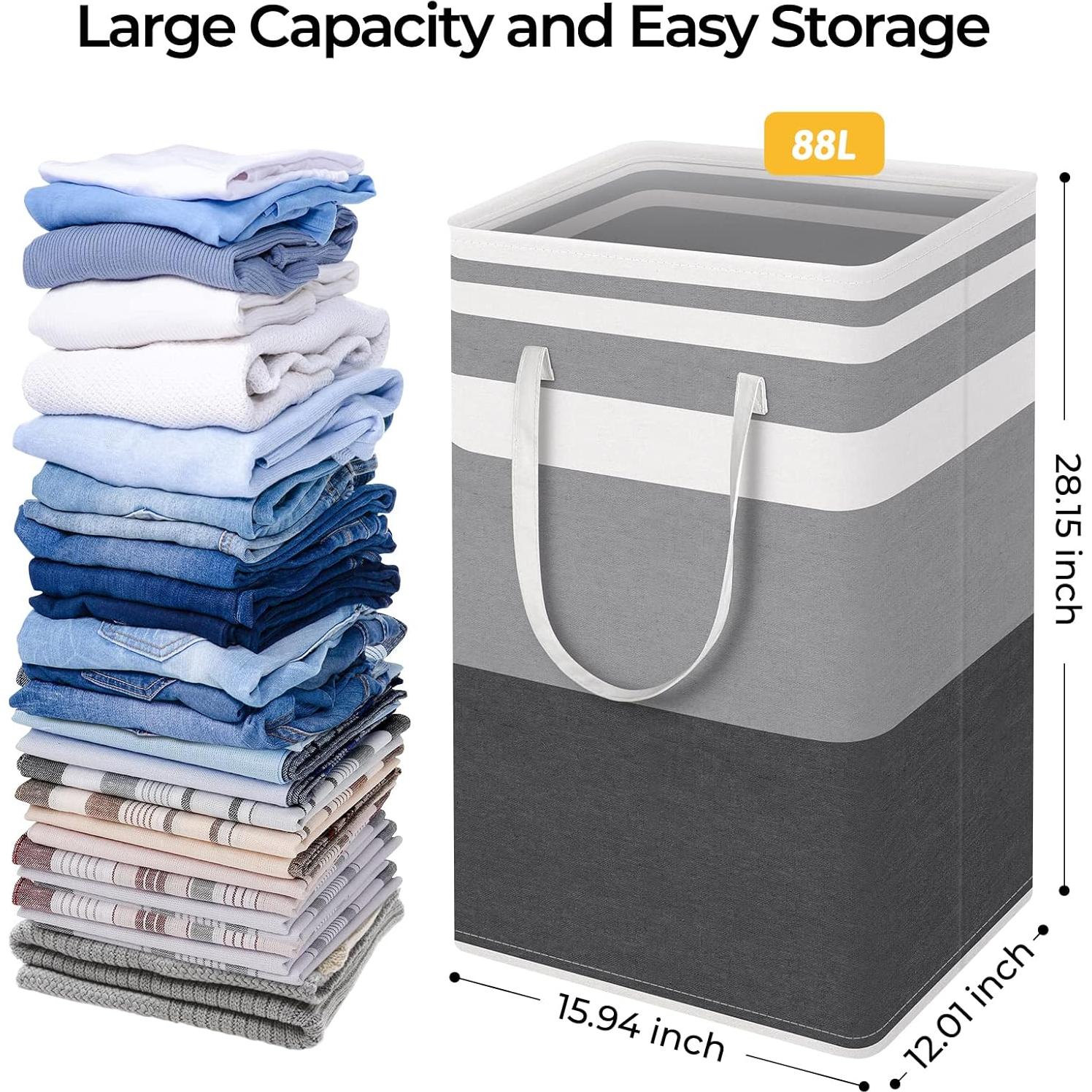 Canasta de Ropa Alta HomeHacks 88L Impermeable Plegable Gris