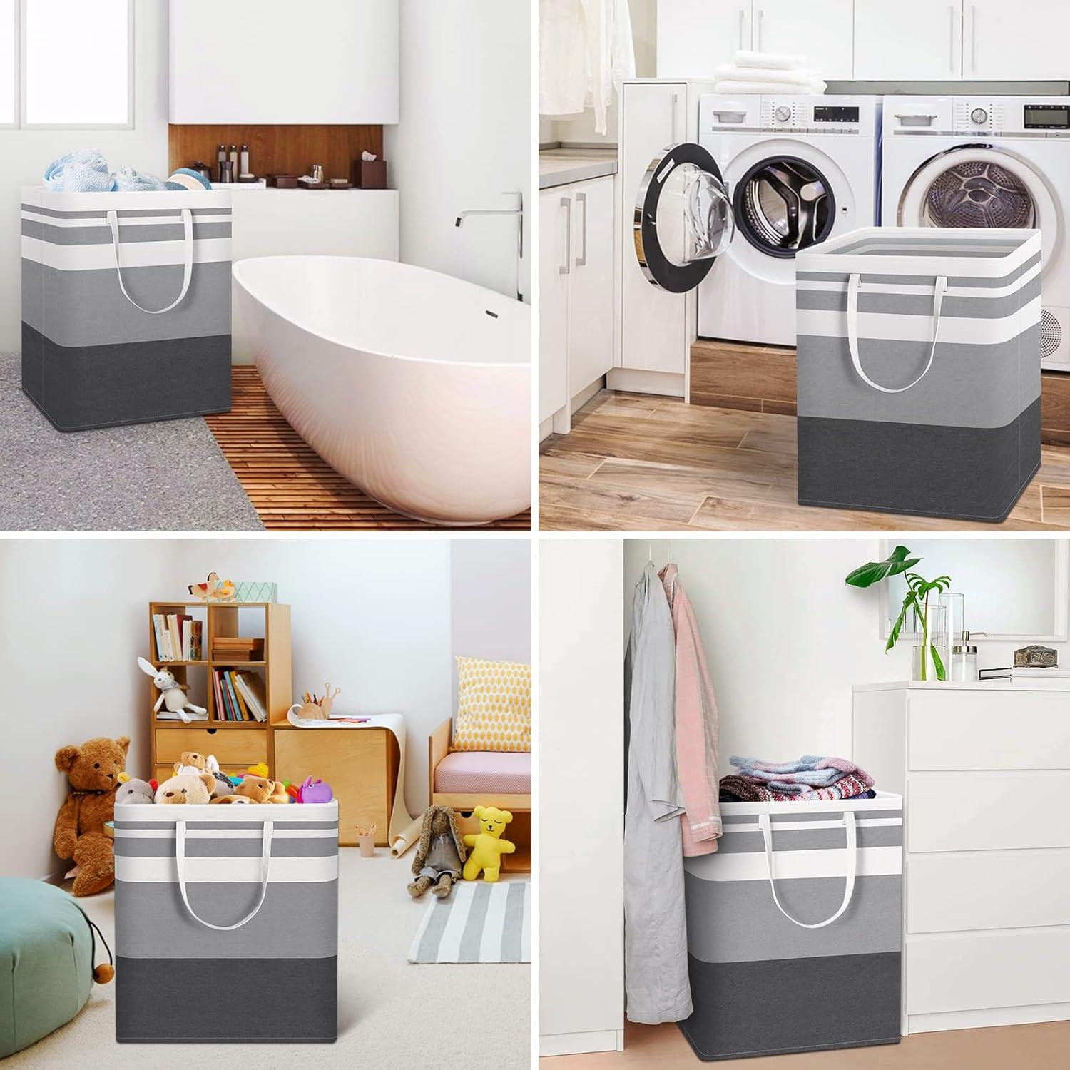 Canasta de Ropa Alta HomeHacks 88L Impermeable Plegable Gris