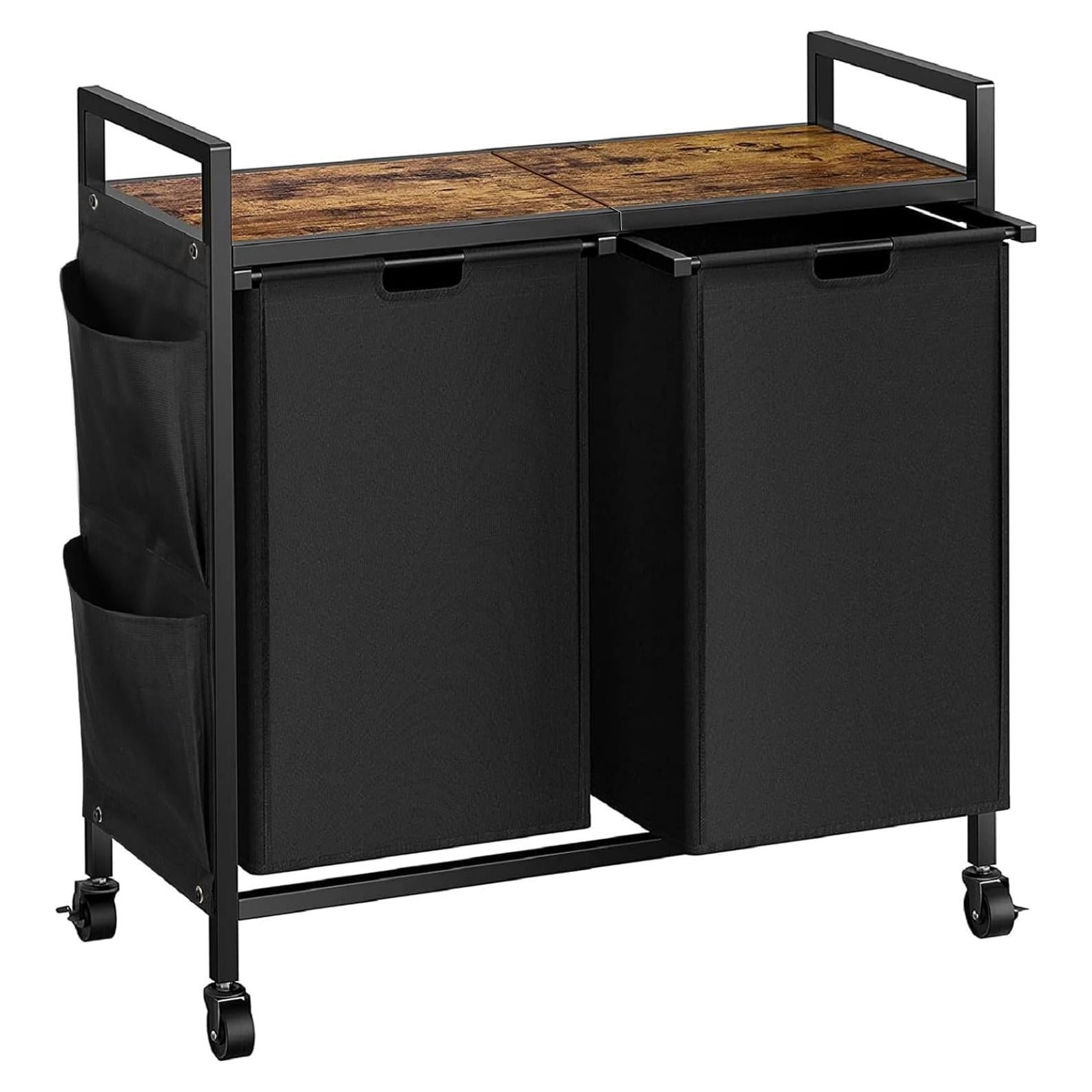 Cesto de Ropa Doble WOWLIVE con Tapa y Ruedas, 110L