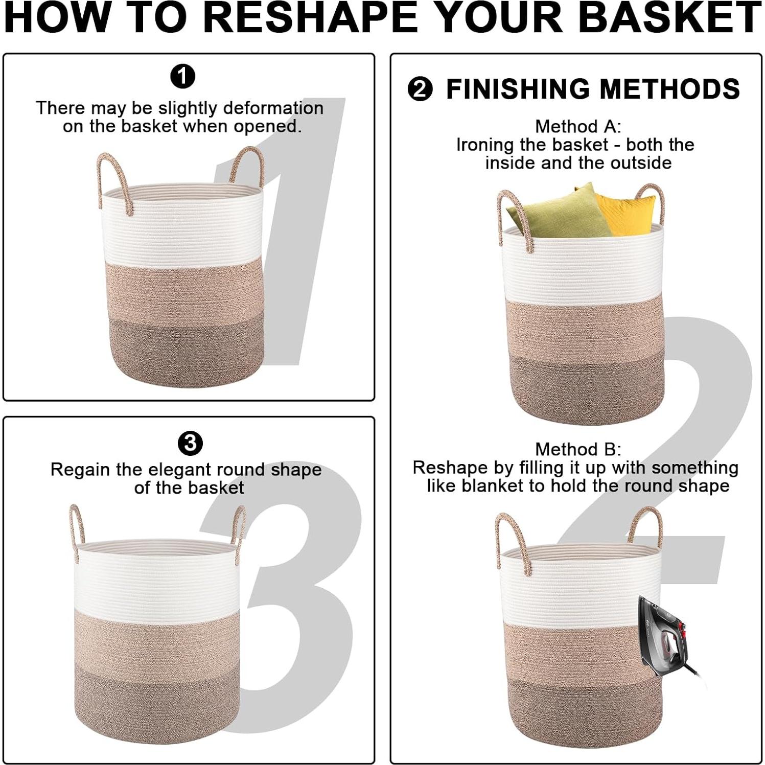 Cesto de Ropa Plegable OIAHOMY 100L Algodón Marrón Gradiente