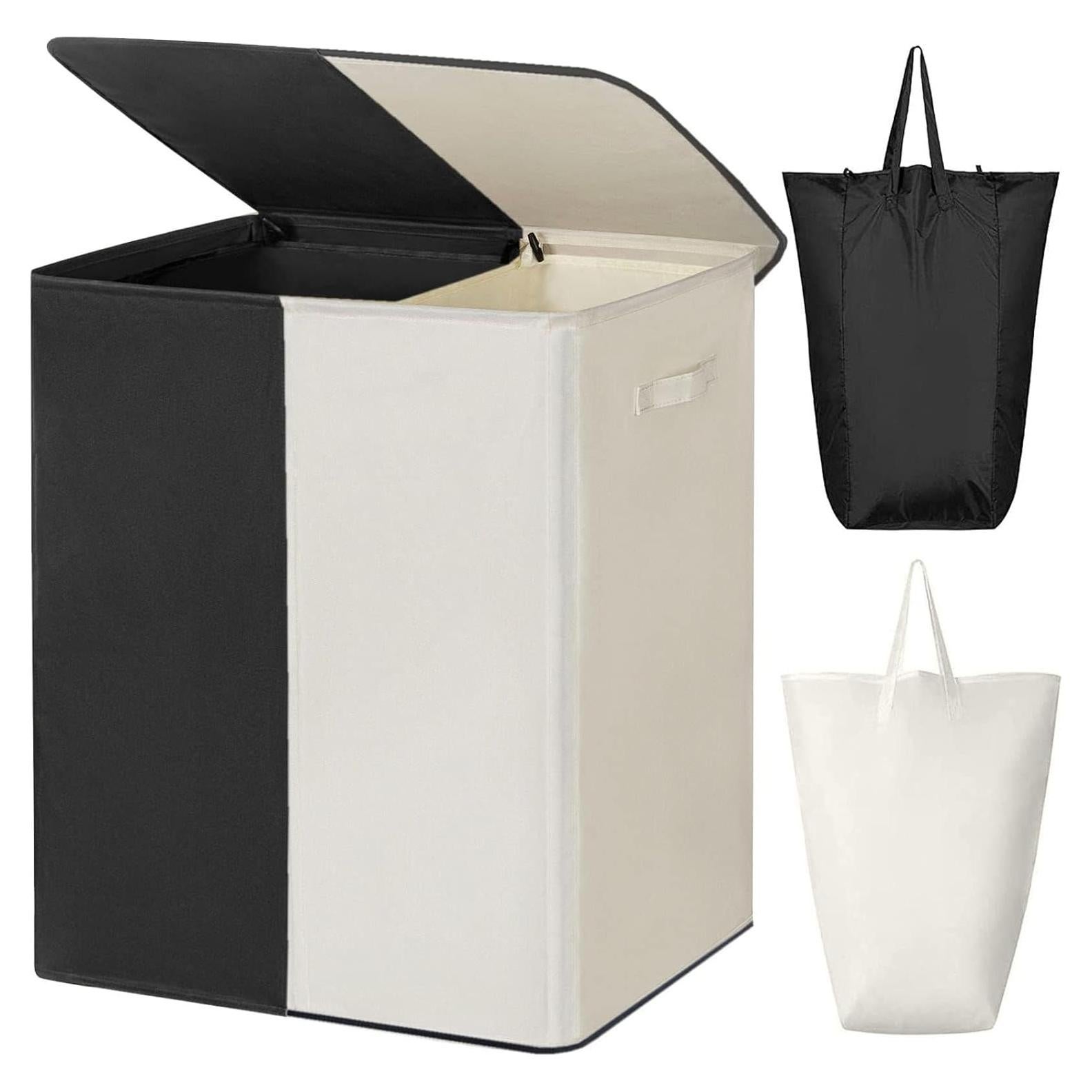 Cesta de Ropa Doble WOWLIVE 154L con Tapa y Bolsas Extraíbles