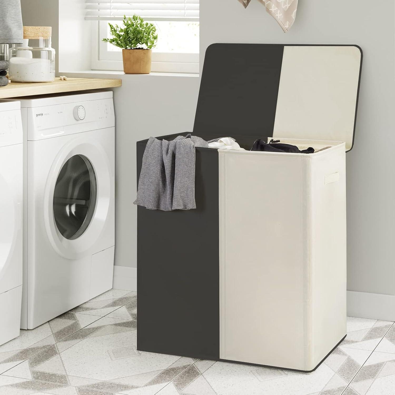 Cesta de Ropa Doble WOWLIVE 154L con Tapa y Bolsas Extraíbles