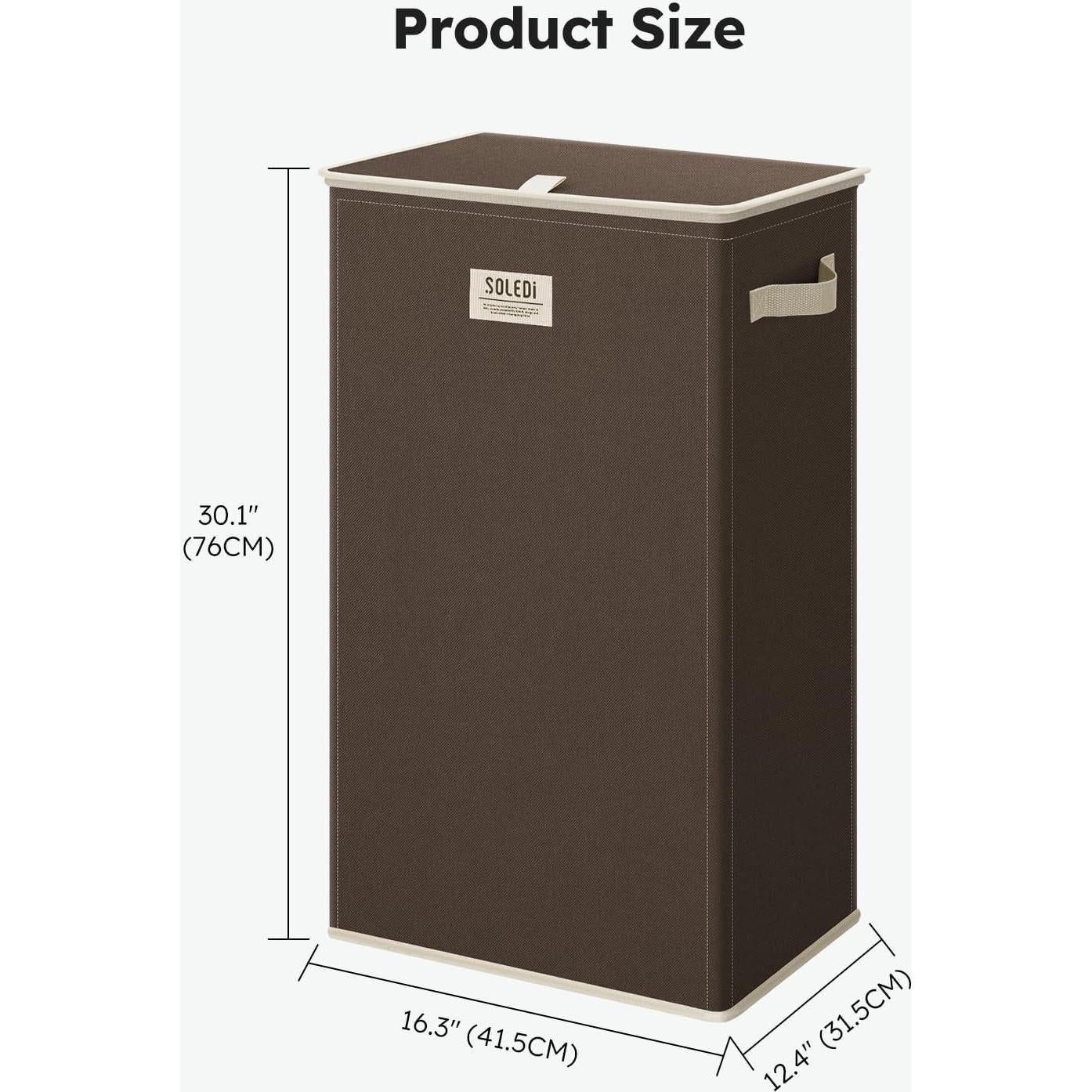 Cesto de Ropa SOLEDI 100L con Tapa y Bolsa Extraíble Chocolate