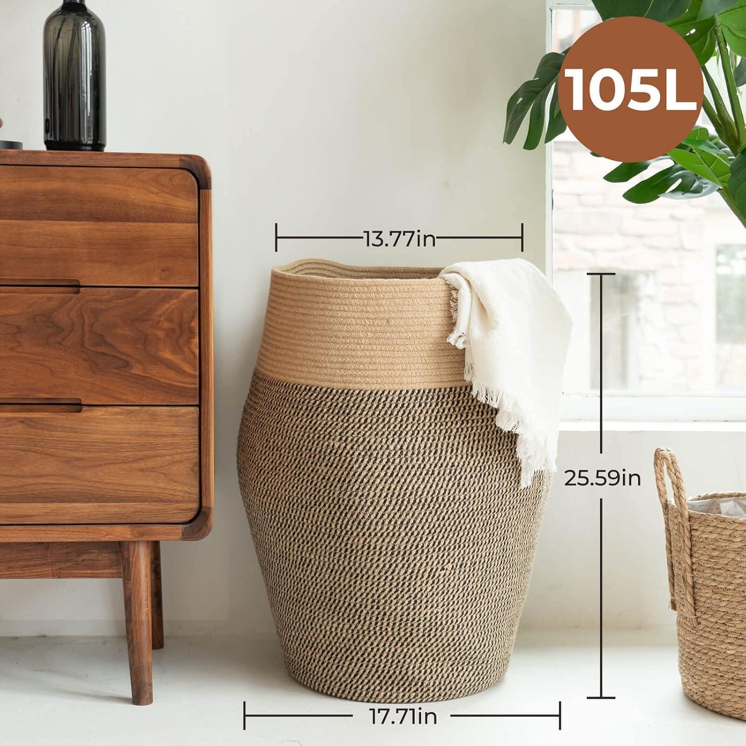 Cesta de Ropa de Yute Goodpick 65x45 cm 105L Colapsable