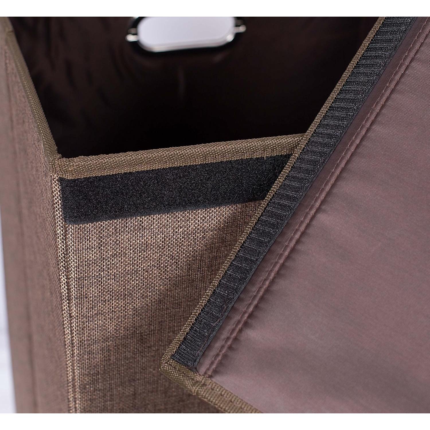 Cesta de Ropa Doble BIRDROCK HOME con Tapa 49.2L Marrón