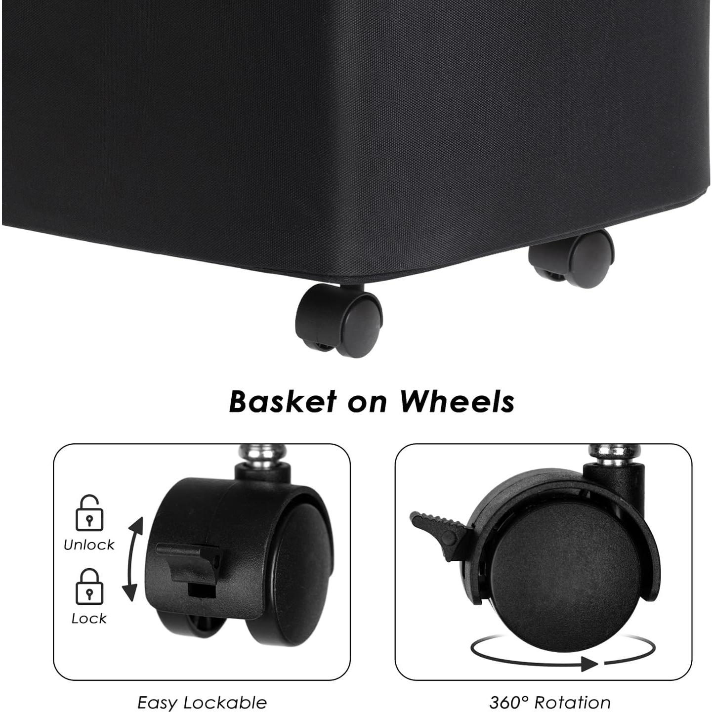 Cesto de Ropa Plegable WELTRXE 110L con Ruedas y Tapa