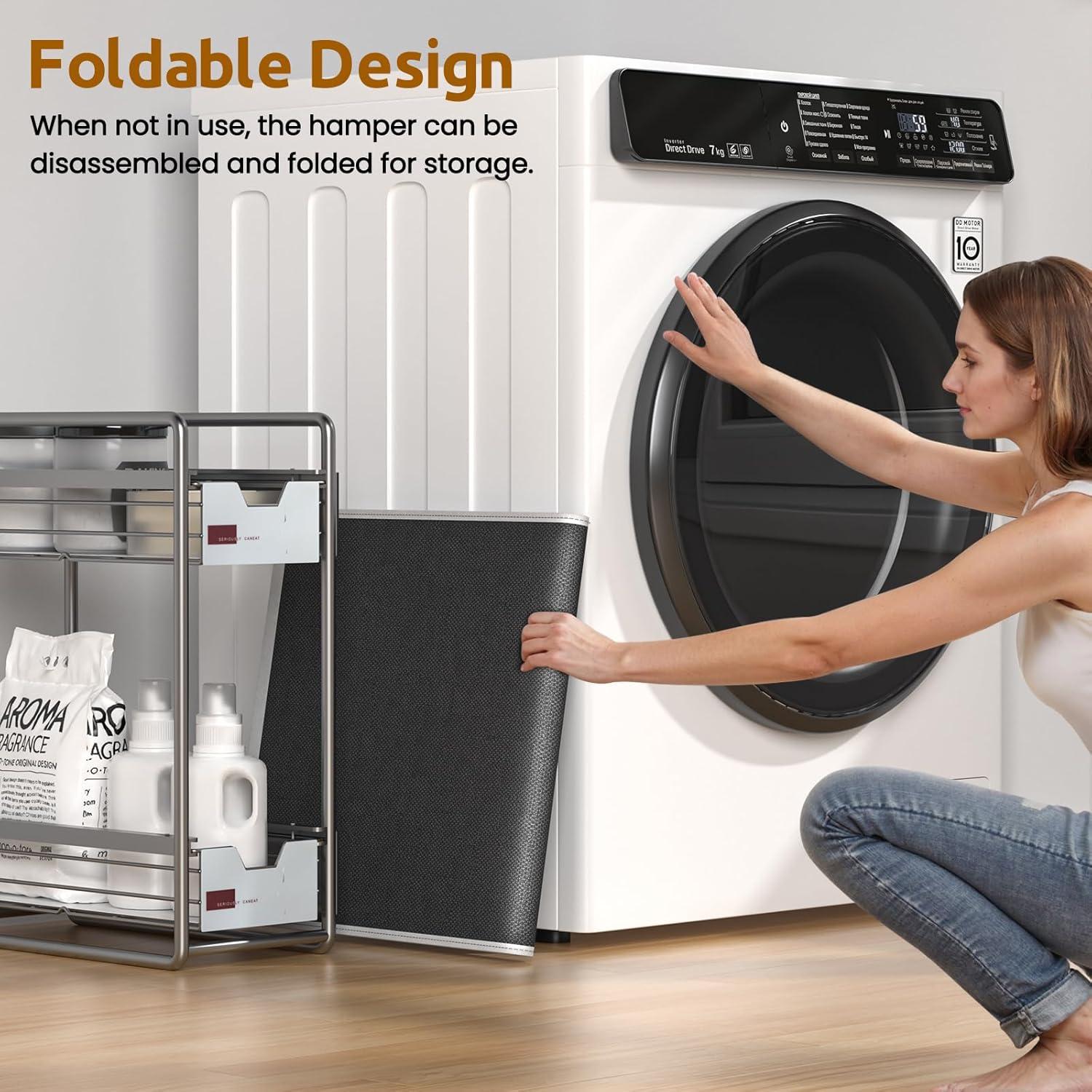 Cesto de Ropa Doble Yvonznxe 160L Plegable con Tapa