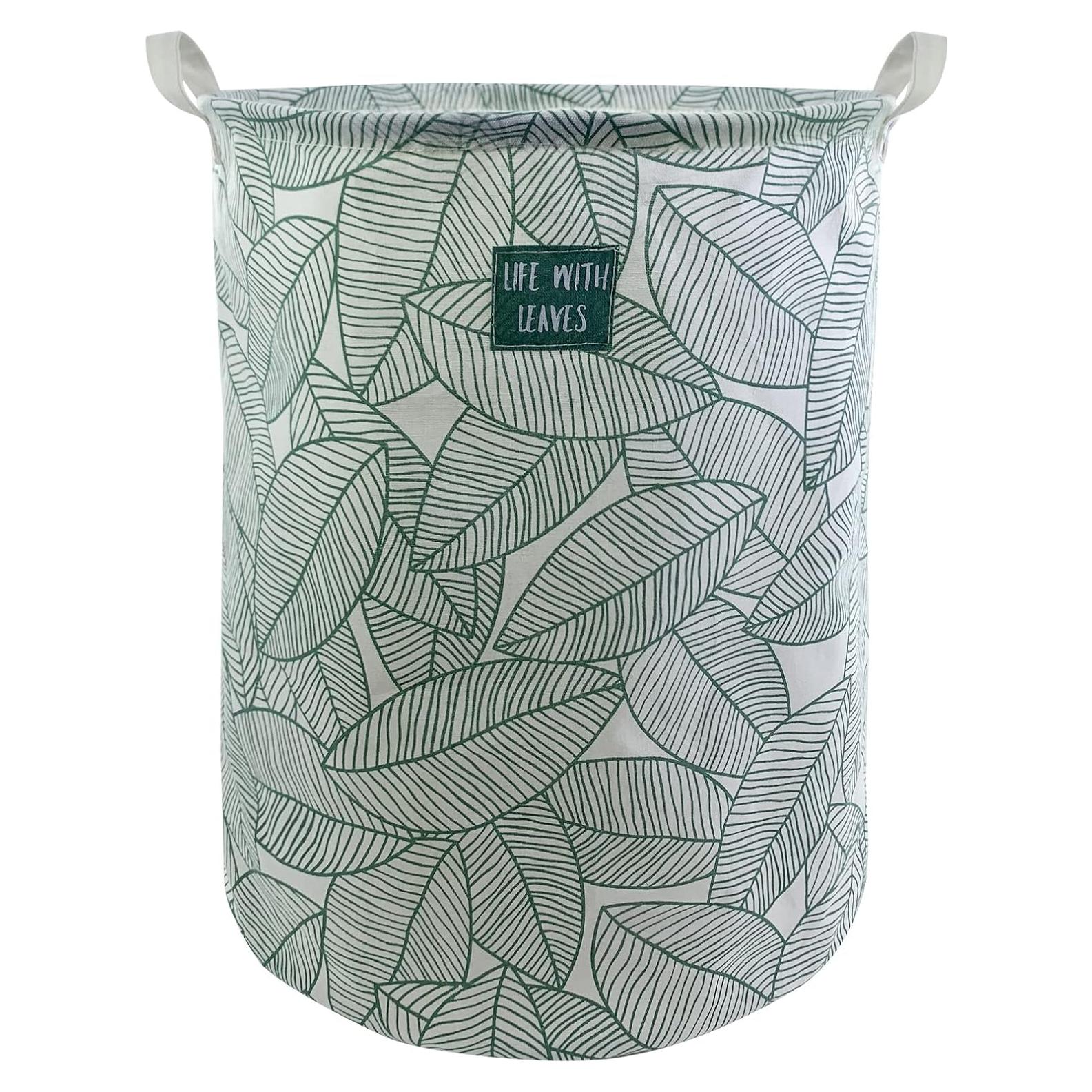 Cesta de Ropa Plegable Mziart 63L Hoja Verde Grande