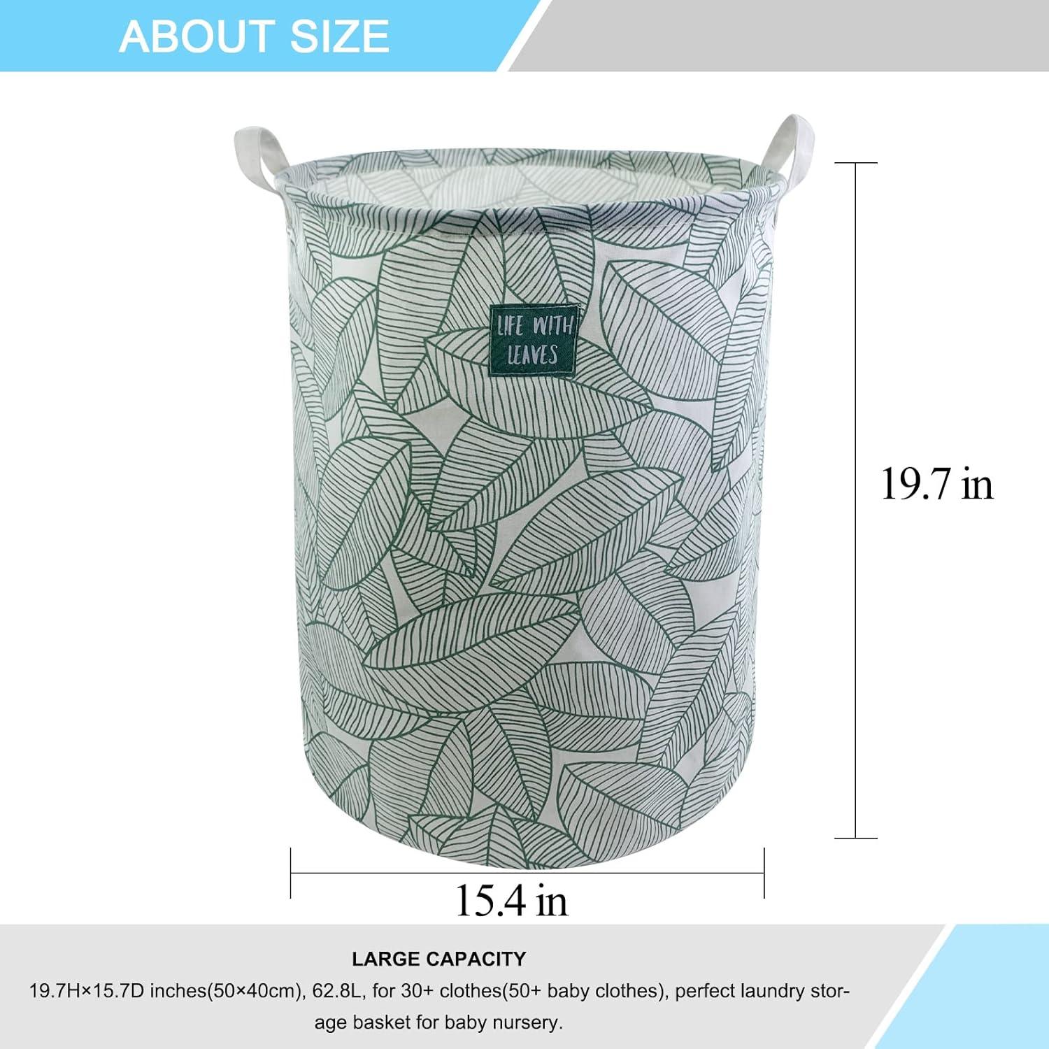 Cesta de Ropa Plegable Mziart 63L Hoja Verde Grande