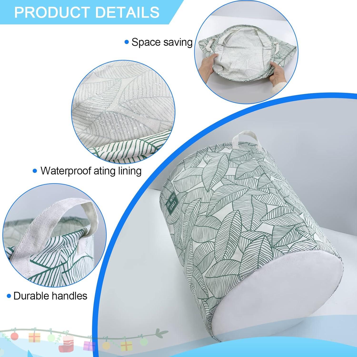 Cesta de Ropa Plegable Mziart 63L Hoja Verde Grande