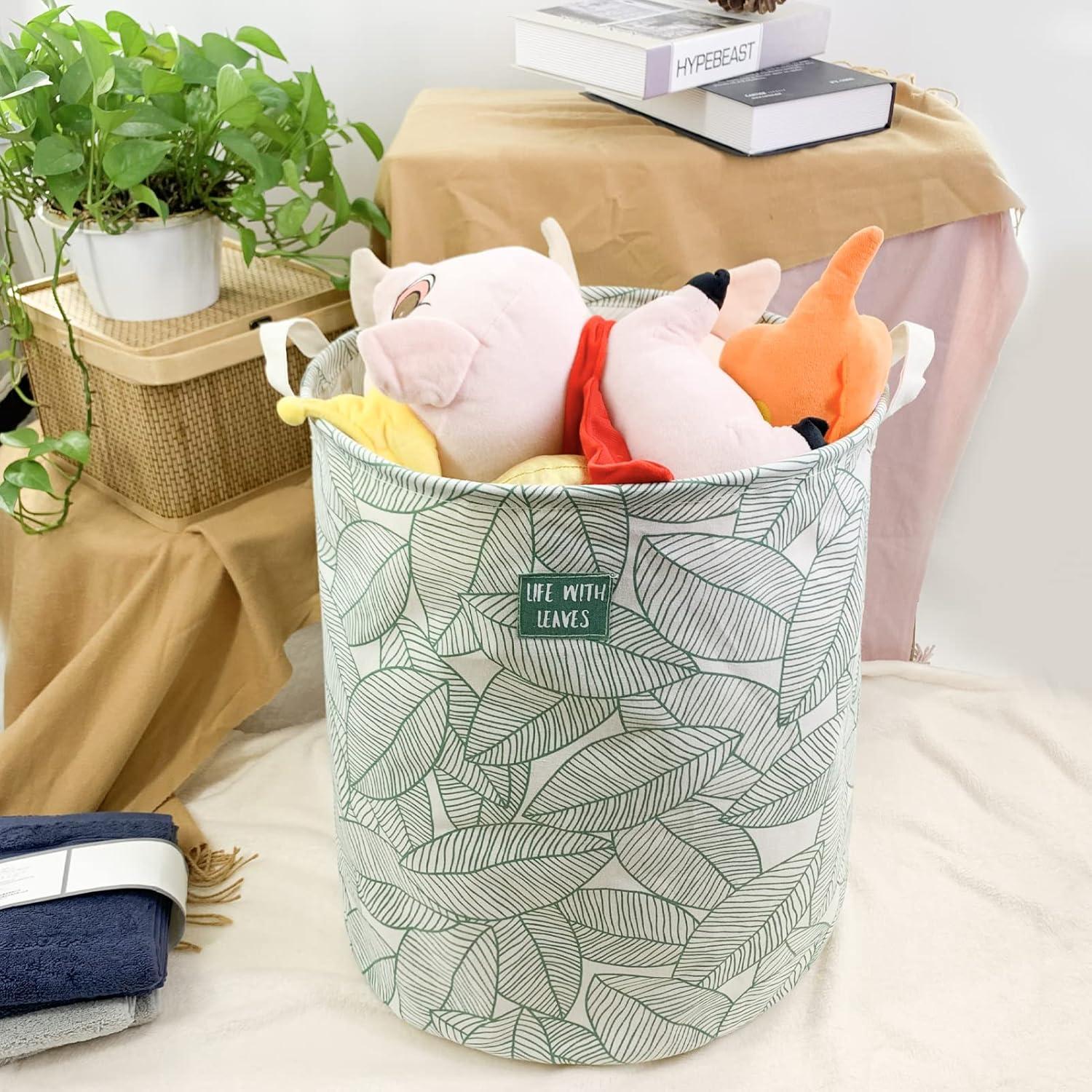 Cesta de Ropa Plegable Mziart 63L Hoja Verde Grande