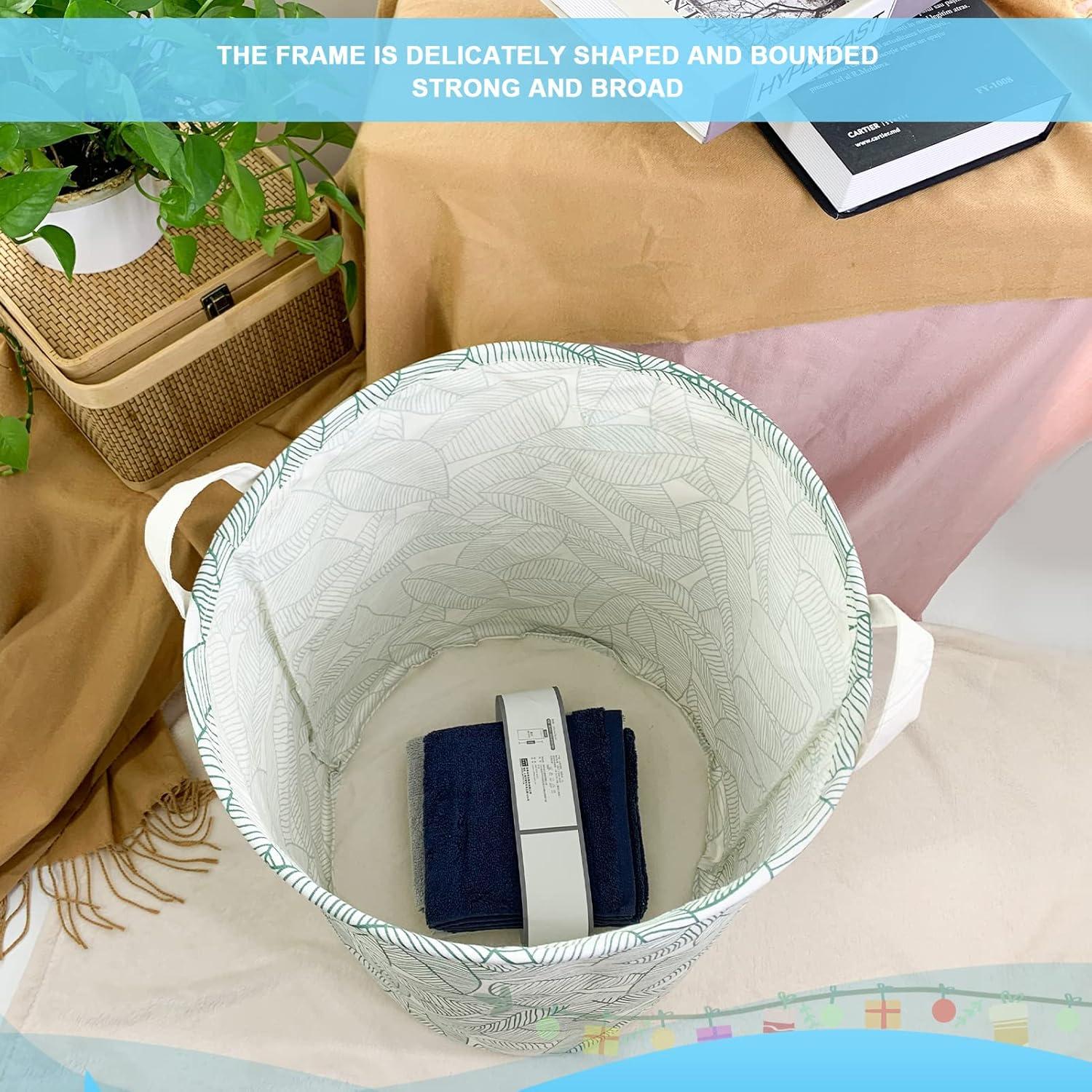 Cesta de Ropa Plegable Mziart 63L Hoja Verde Grande