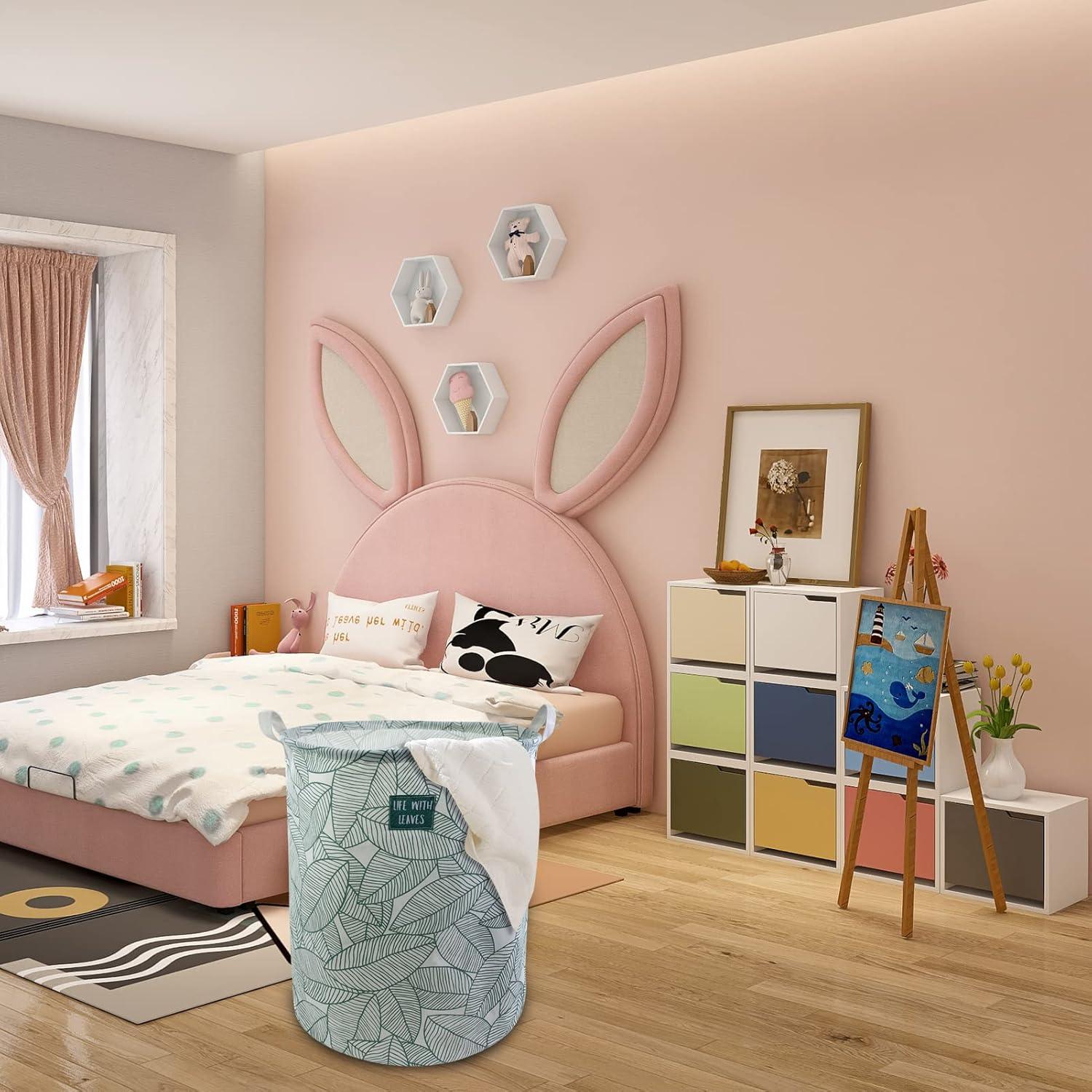 Cesta de Ropa Plegable Mziart 63L Hoja Verde Grande