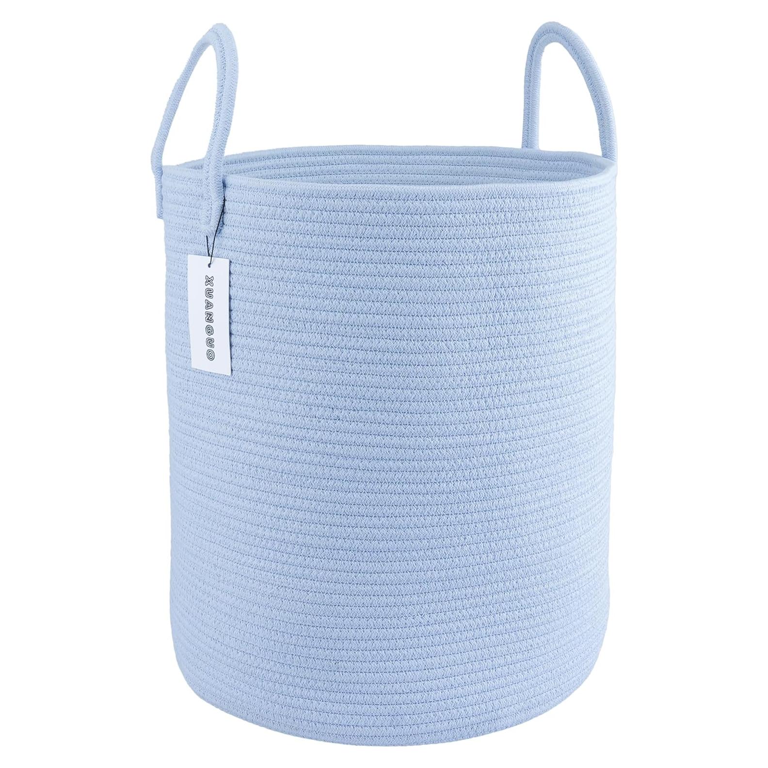 Cesta de Almacenamiento de Cuerda de Algodón XUANGUO 58L Azul Claro