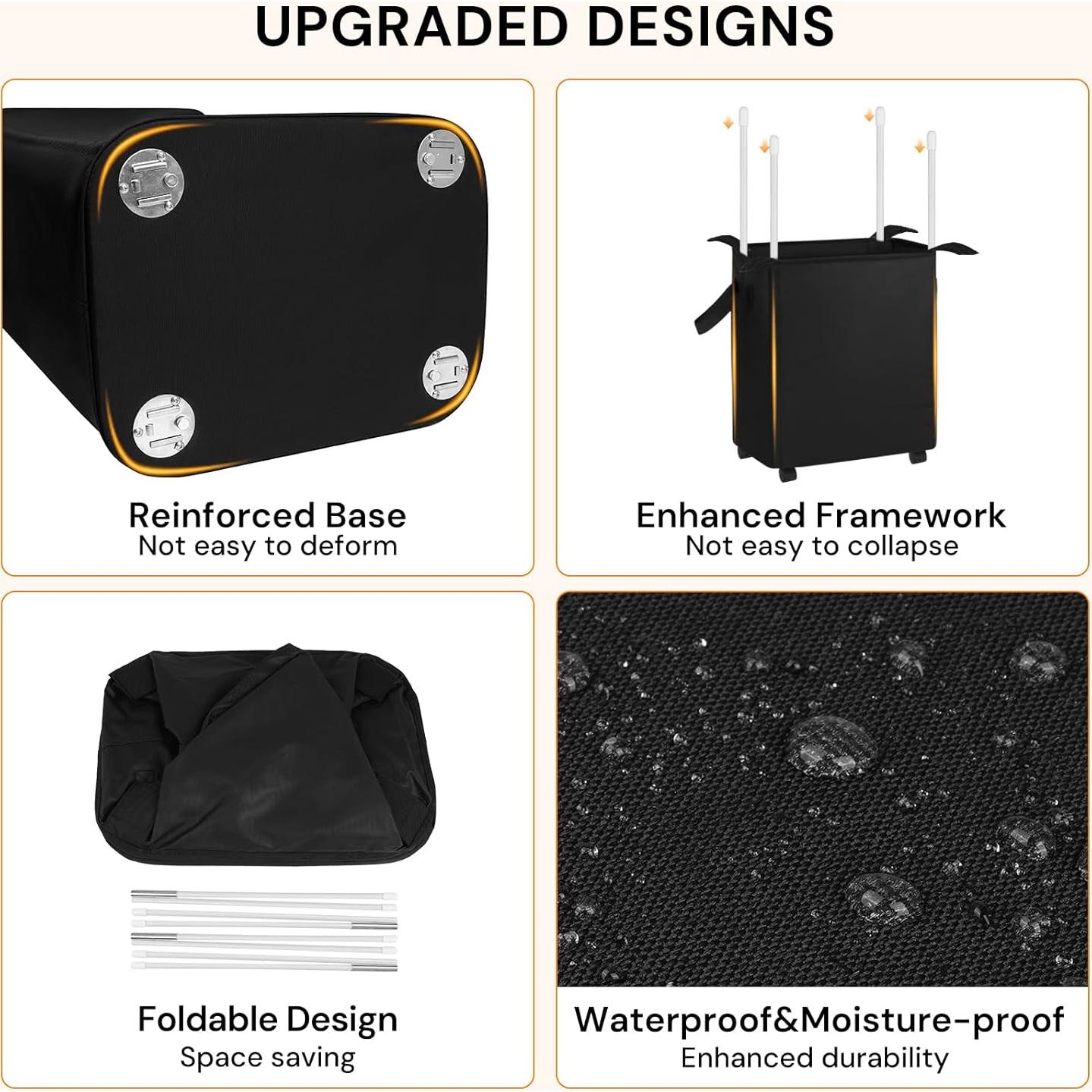 Cesto de Ropa Plegable Aloihoy 100L con Ruedas - Negro