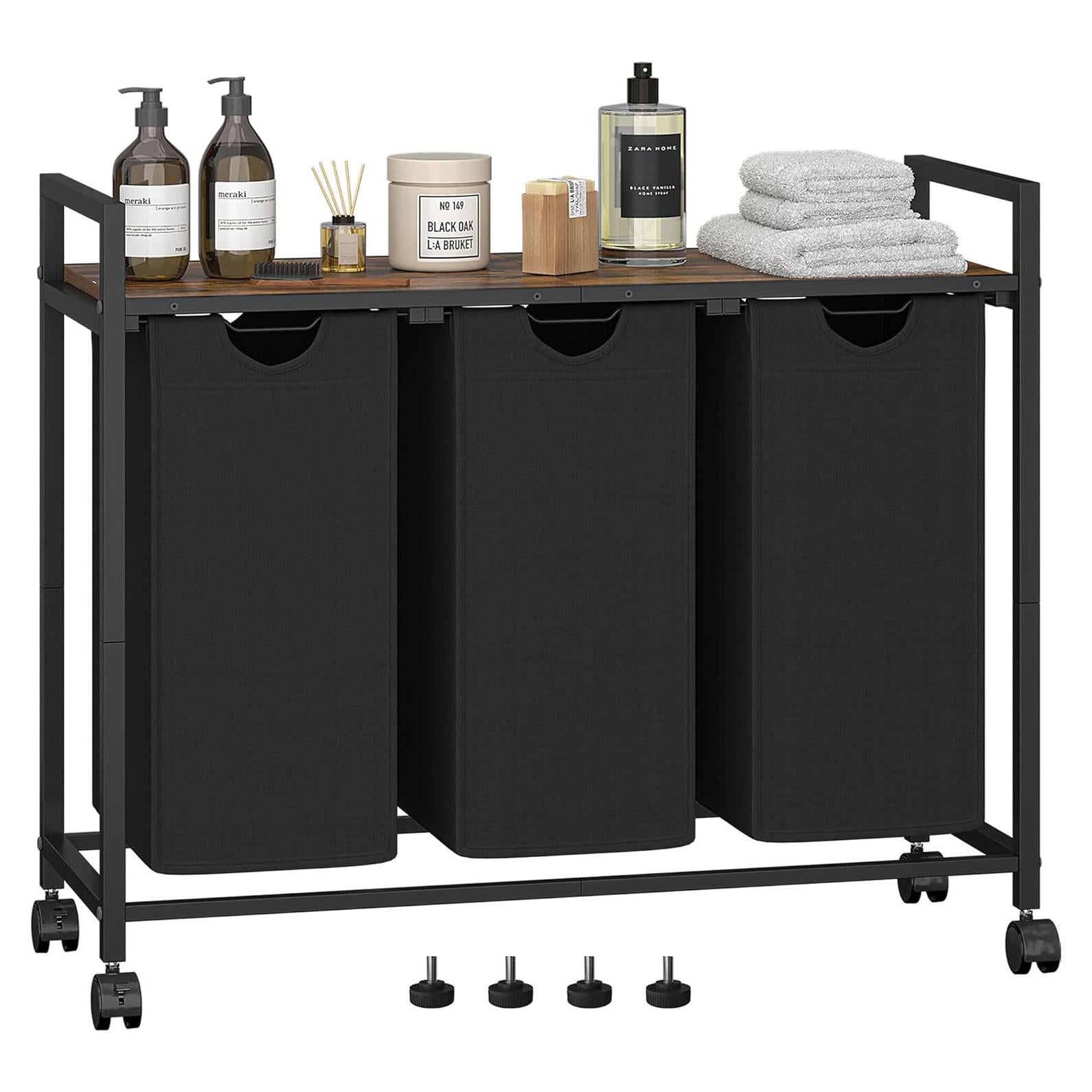 Cesto de Ropa Homedawn con 3 Bolsas Extraíbles 60L Marrón