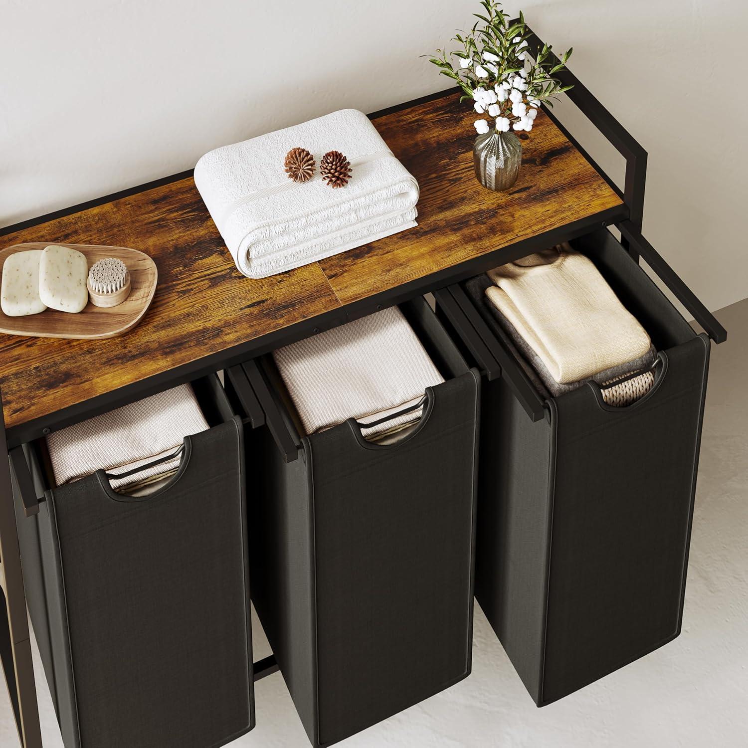 Cesto de Ropa Homedawn con 3 Bolsas Extraíbles 60L Marrón