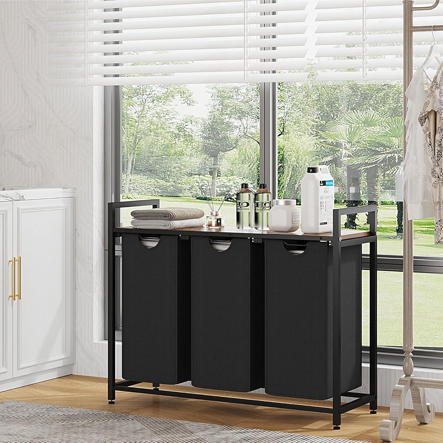 Cesto de Ropa Homedawn con 3 Bolsas Extraíbles 60L Marrón