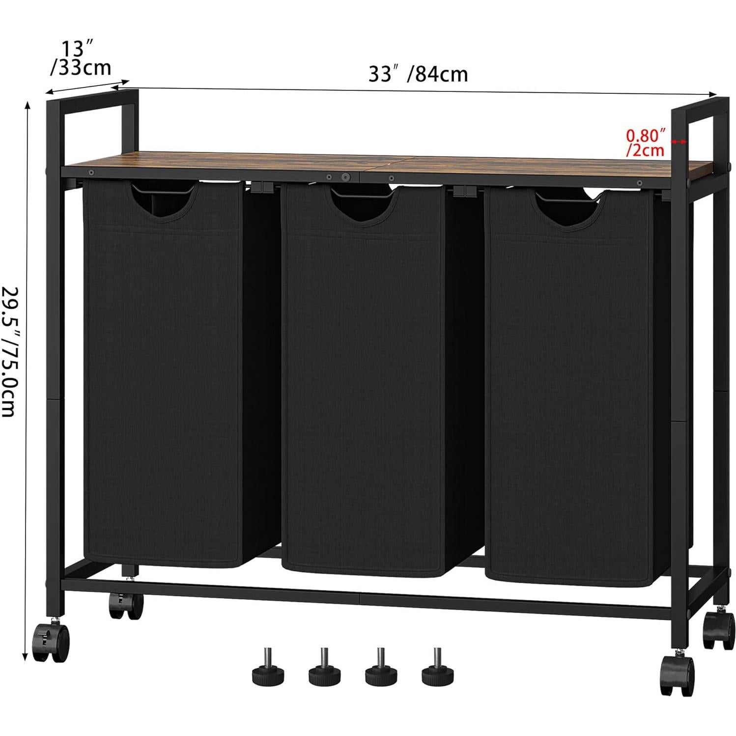 Cesto de Ropa Homedawn con 3 Bolsas Extraíbles 60L Marrón
