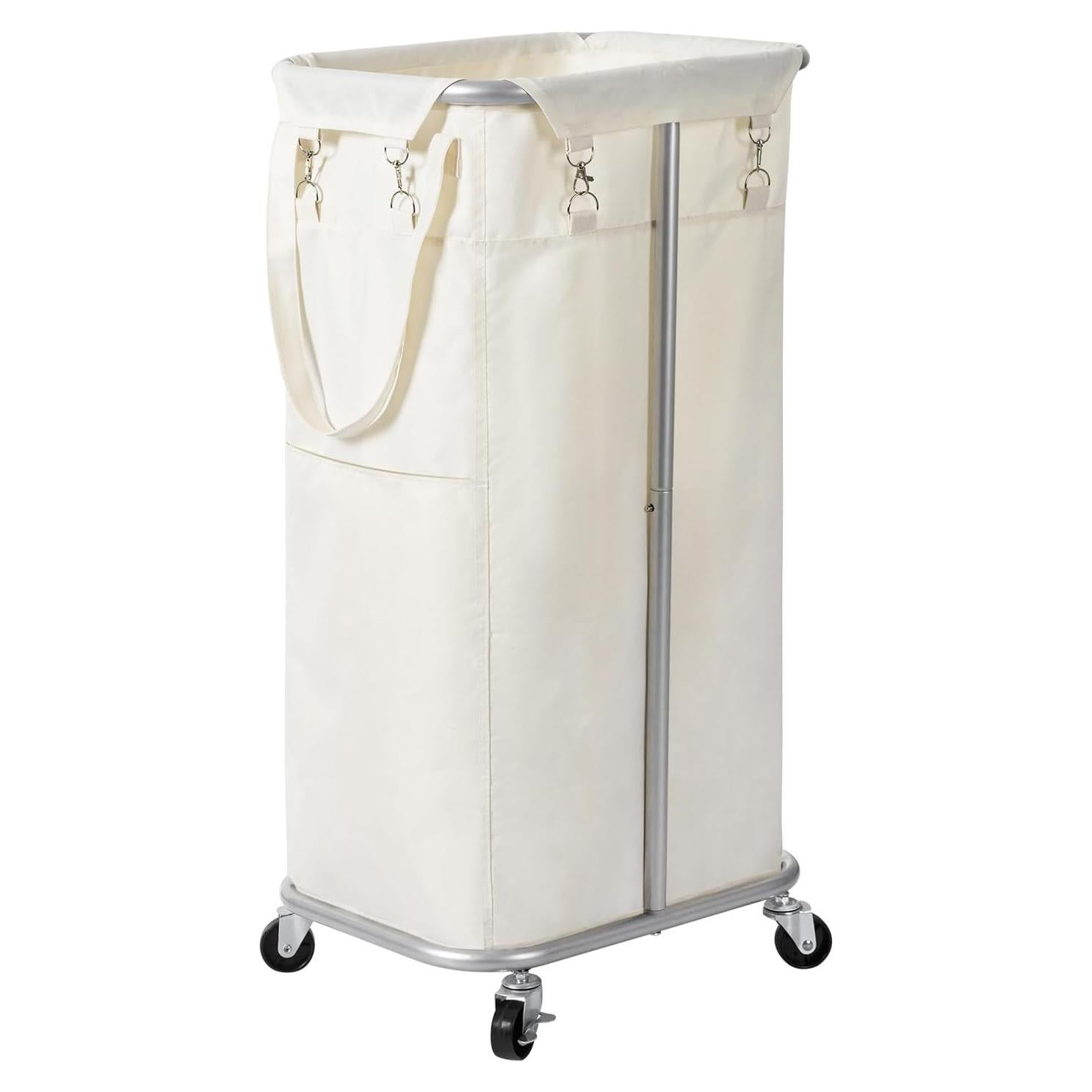 Carro de Ropa Sucia Rodante WOWLIVE 100L Beige Claro