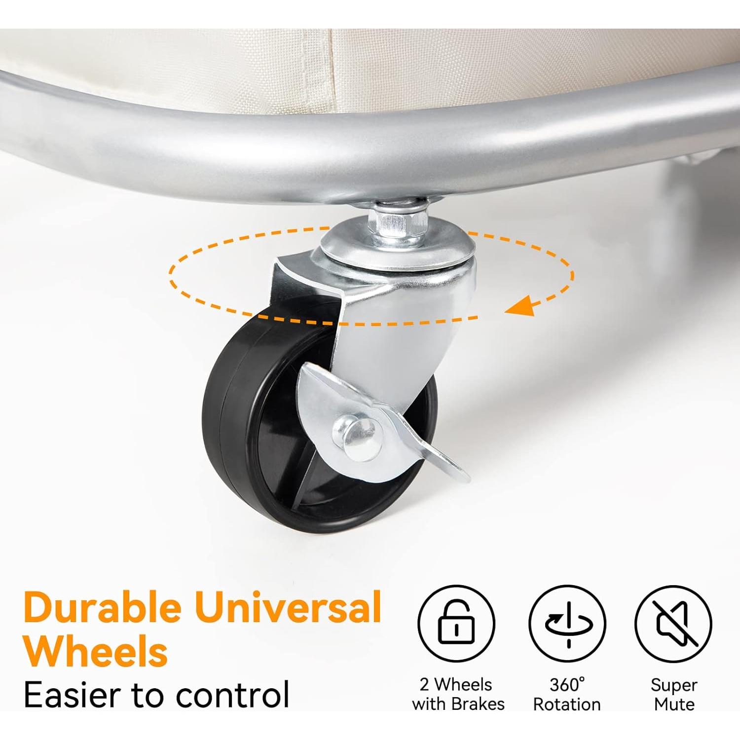 Carro de Ropa Sucia Rodante WOWLIVE 100L Beige Claro