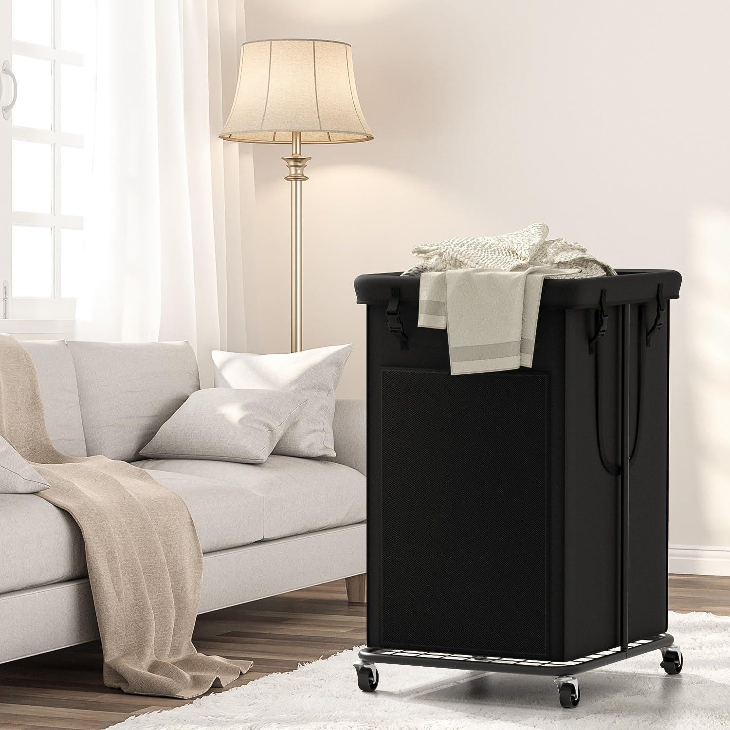 Cesta de Ropa 150L YKDIRECT con Ruedas y Bolsa Removible