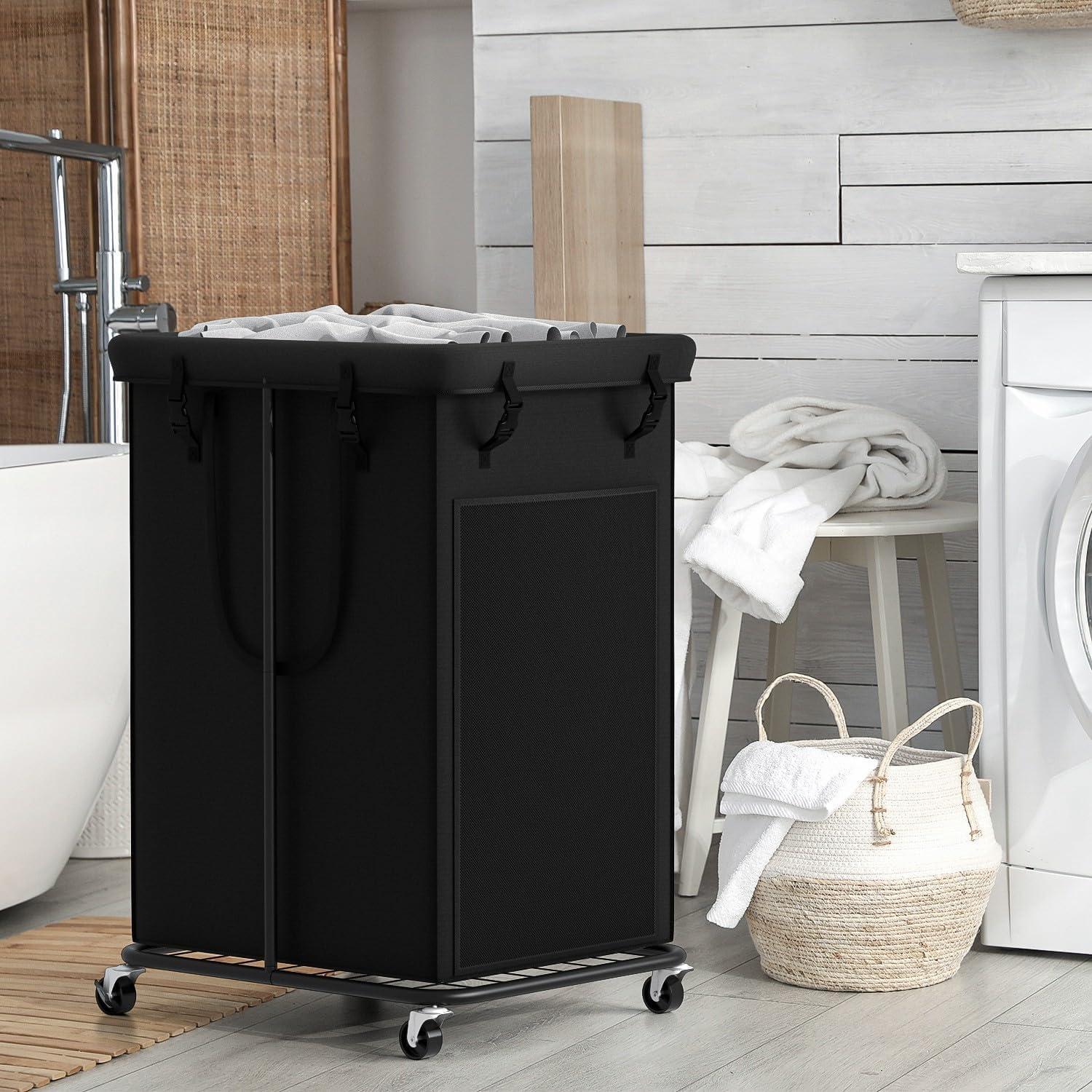 Cesta de Ropa 150L YKDIRECT con Ruedas y Bolsa Removible