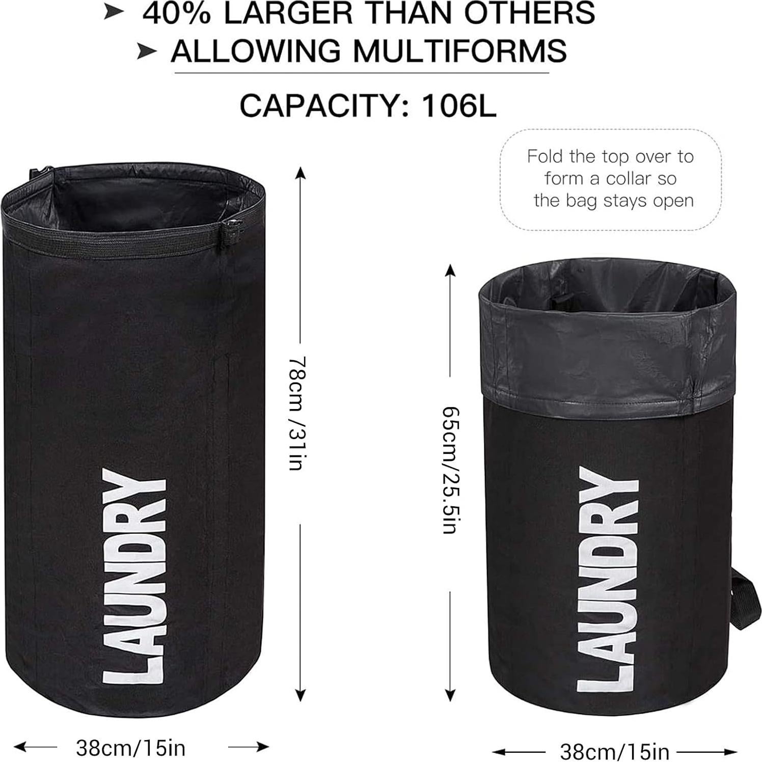 Bolsa de Lavandería Plegable WOWLIVE 44L Negra Impermeable