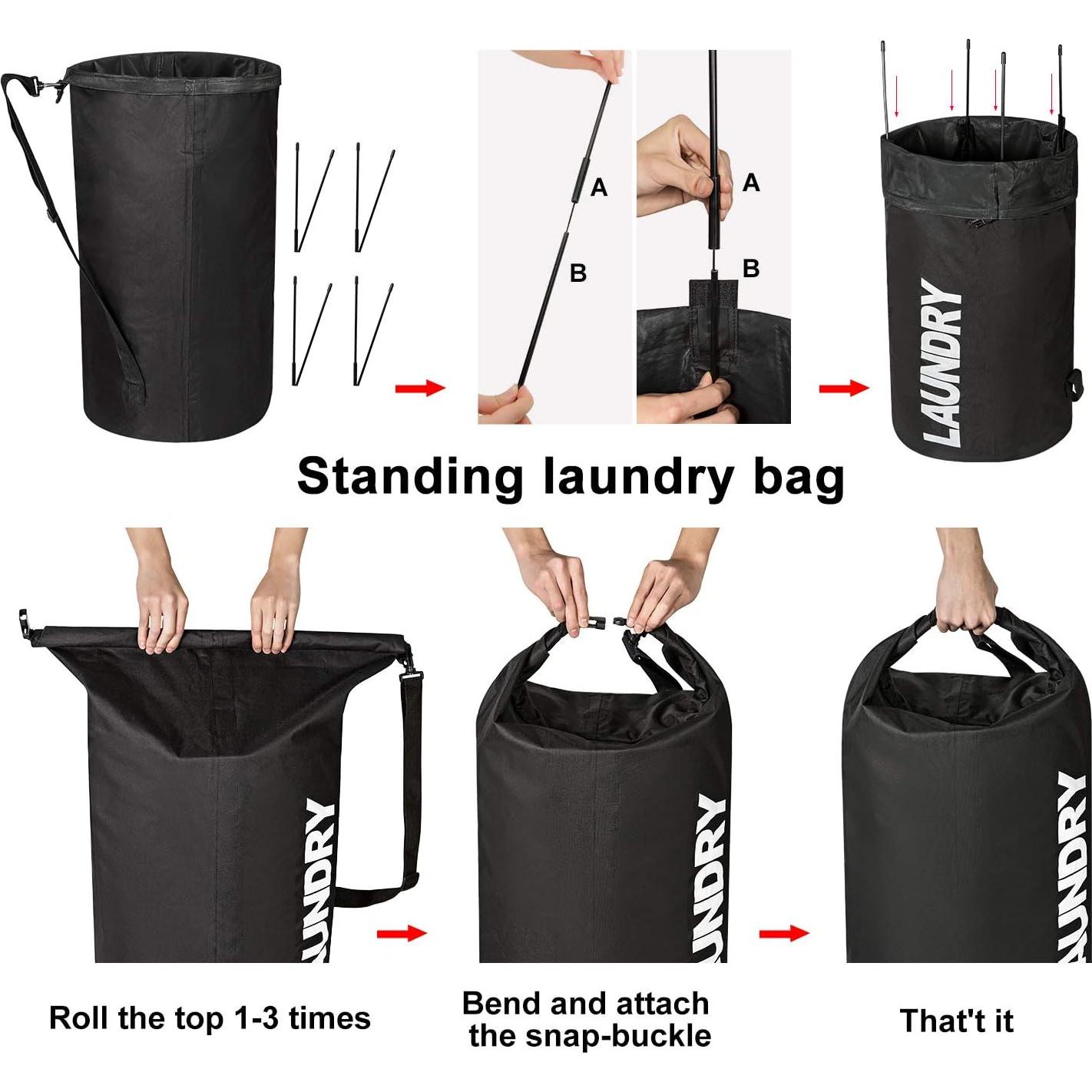 Bolsa de Lavandería Plegable WOWLIVE 44L Negra Impermeable