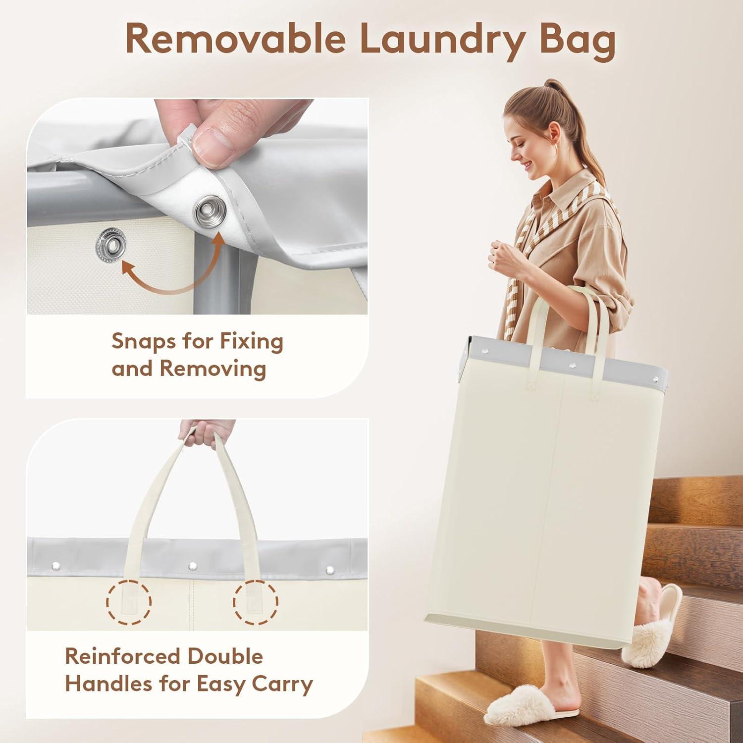 Cesta de Ropa Rodante Lifewit 150L con Ruedas y Divisiones