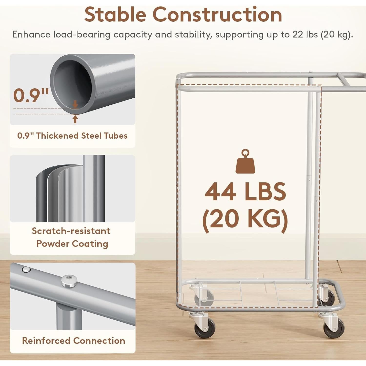 Cesta de Ropa Rodante Lifewit 150L con Ruedas y Divisiones
