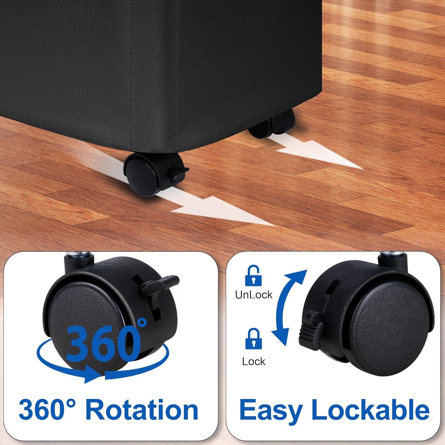 Cesta de Ropa Slim Vincona 55L con Tapa y Ruedas Negra