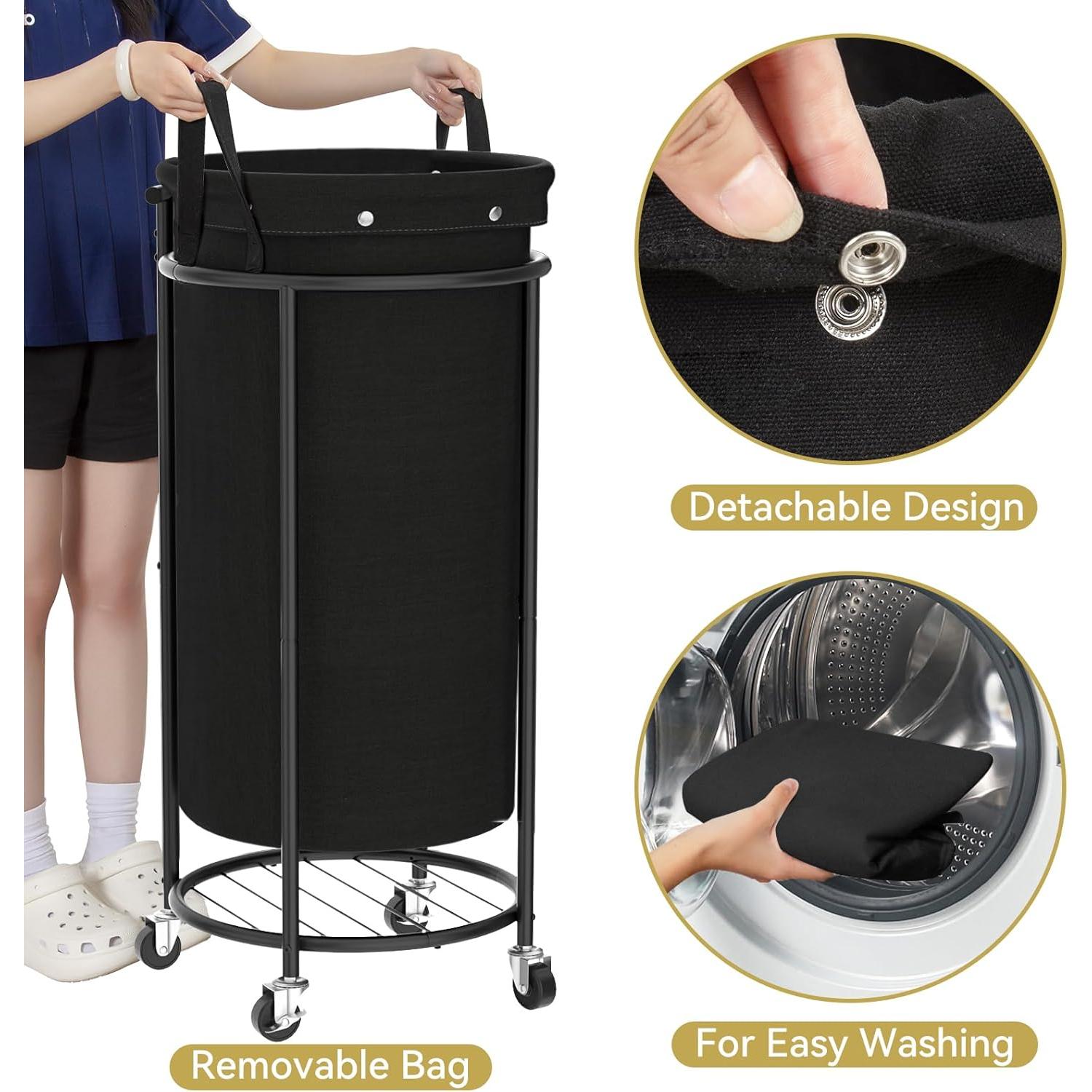 Cesto de Ropa Chrislley 110L con Ruedas y Bolsa Removible