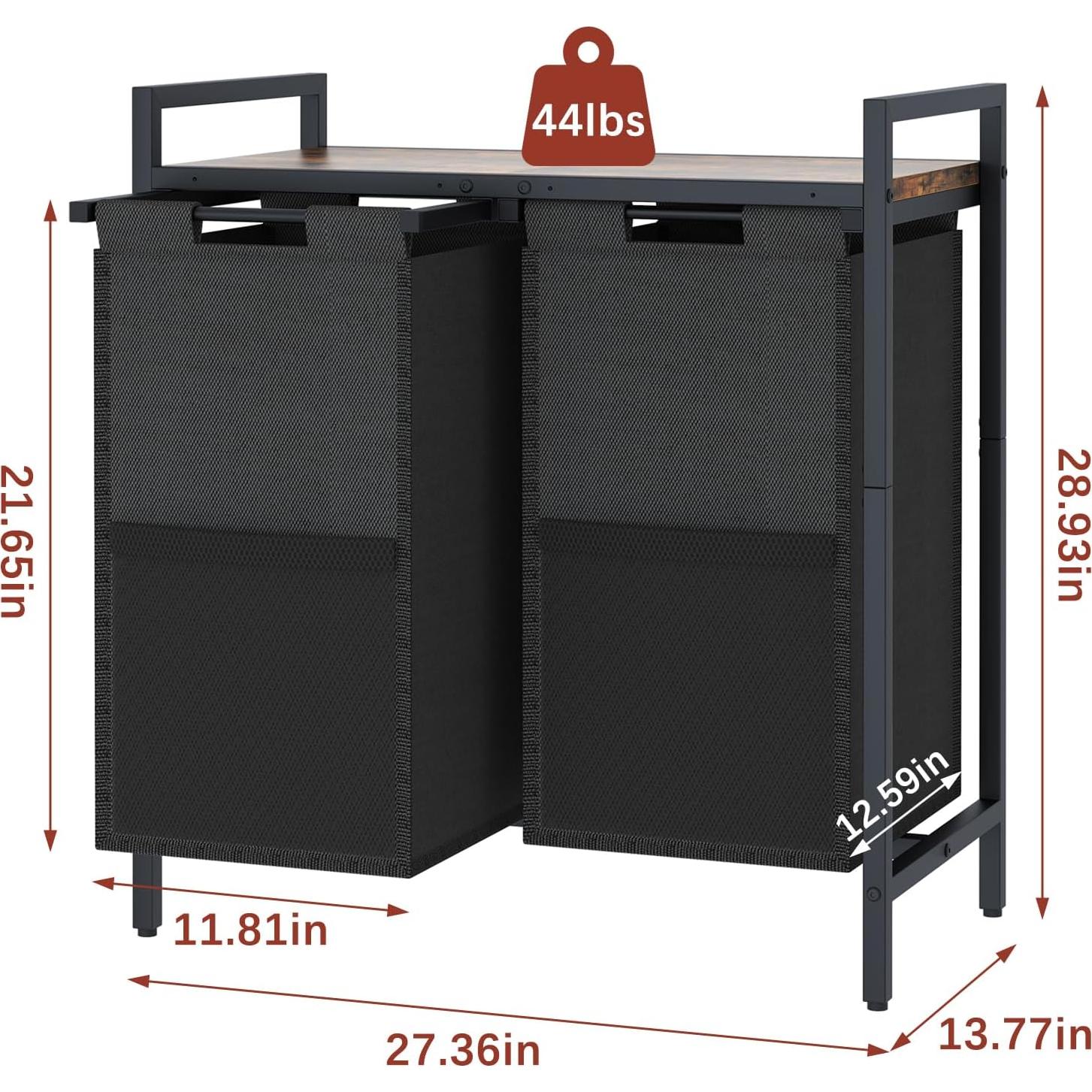 Cesto de Ropa Doble Huhote 112L con 2 Bolsas Extraíbles