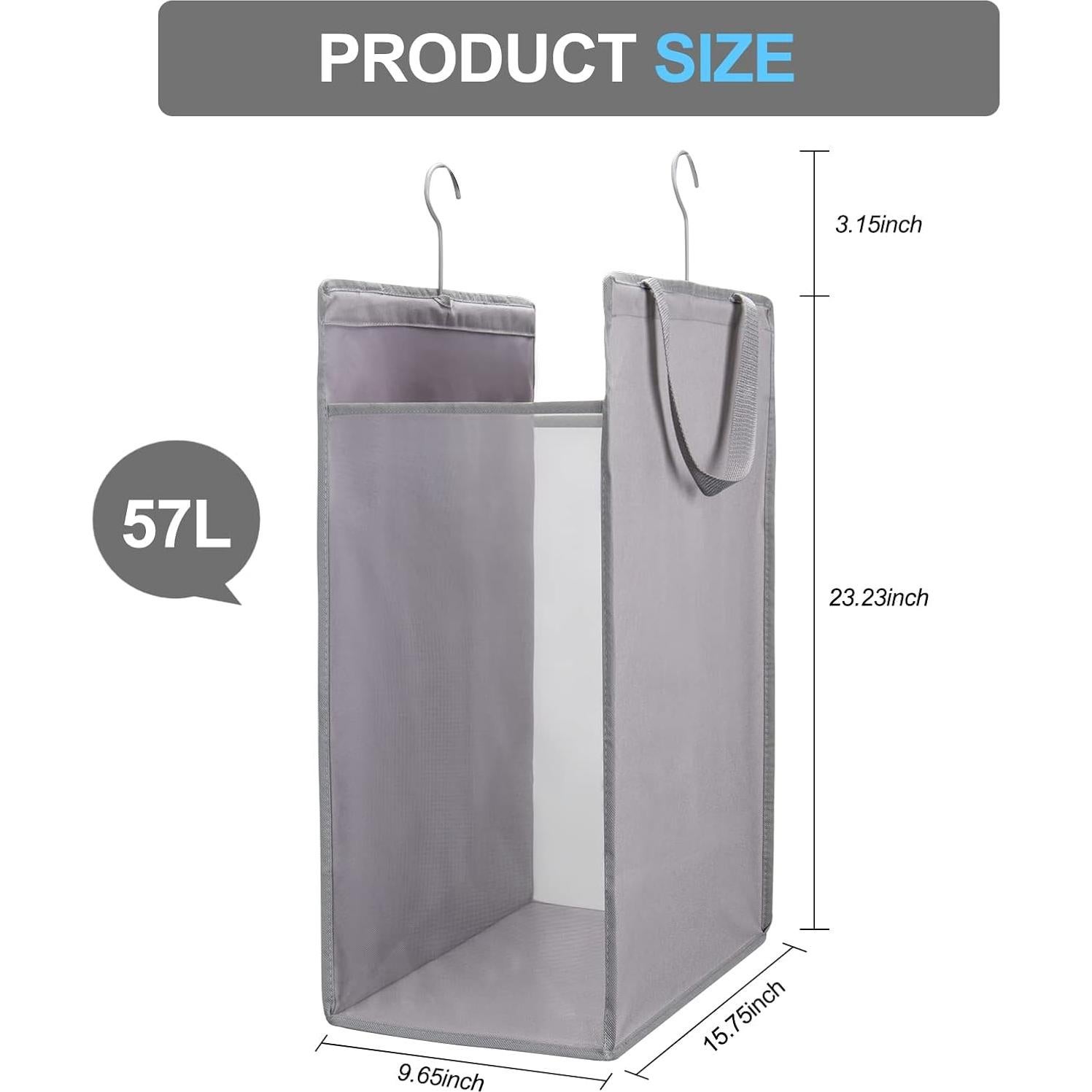 Cesta de Ropa Colgante Fentec 57L Gris 2 Paquete
