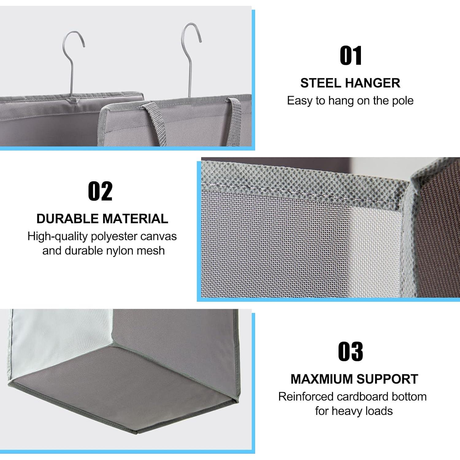 Cesta de Ropa Colgante Fentec 57L Gris 2 Paquete