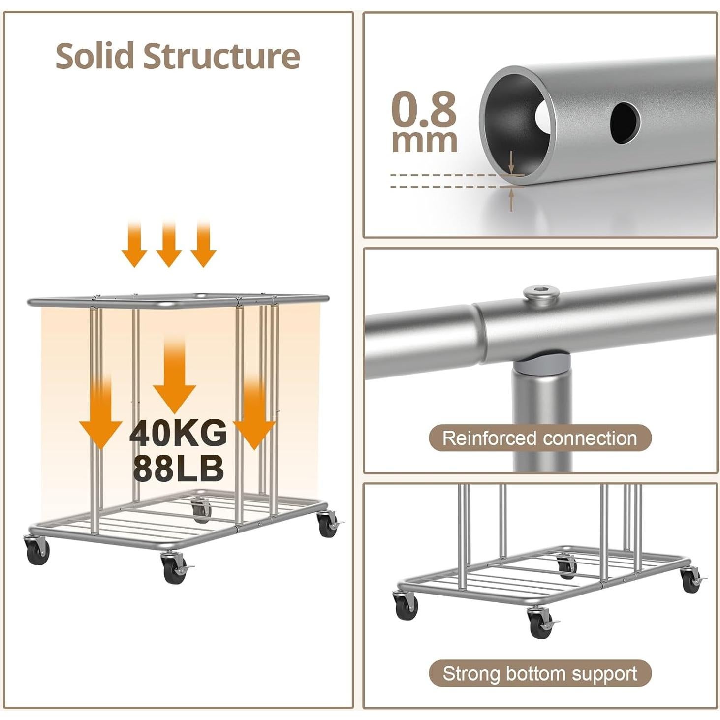 Hamper de Lavandería Rodante Hodonas 230L 2 Compartimentos Beige