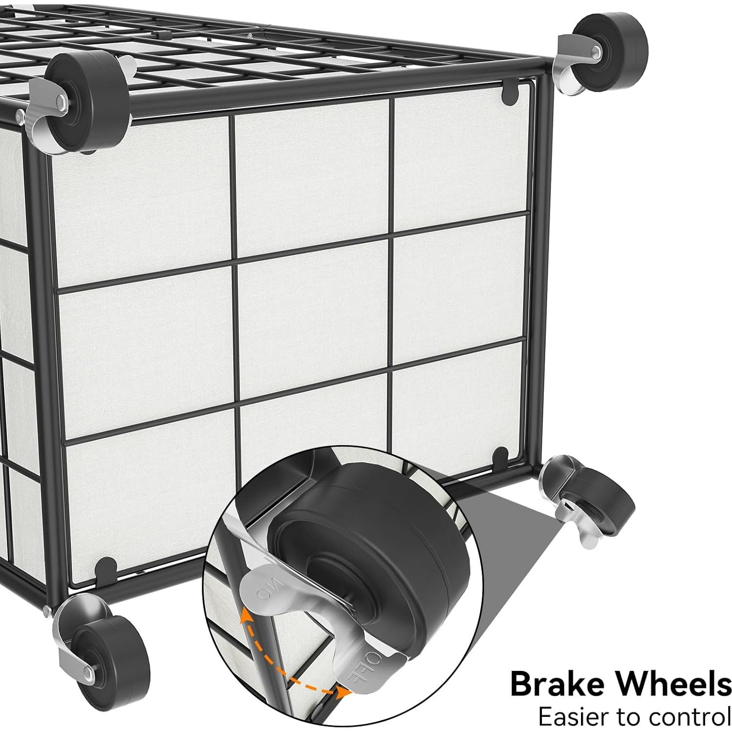 Cesto de Ropa Rodante WOWLIVE 100L con Ruedas y Bolsa Extraíble