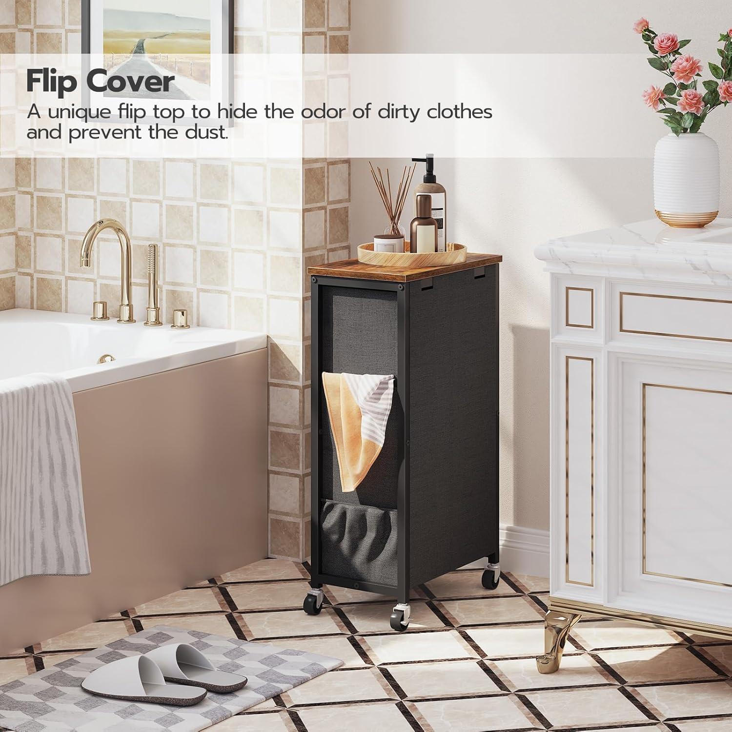 Cesta de Ropa Slim HOOBRO con Tapa y Ruedas, 43.4L