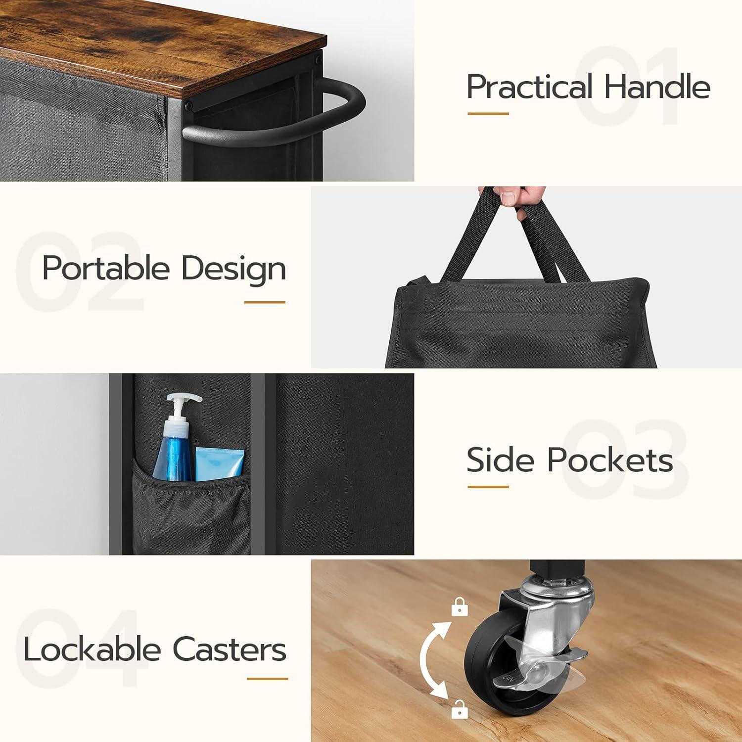 Cesta de Ropa Slim HOOBRO con Tapa y Ruedas, 43.4L