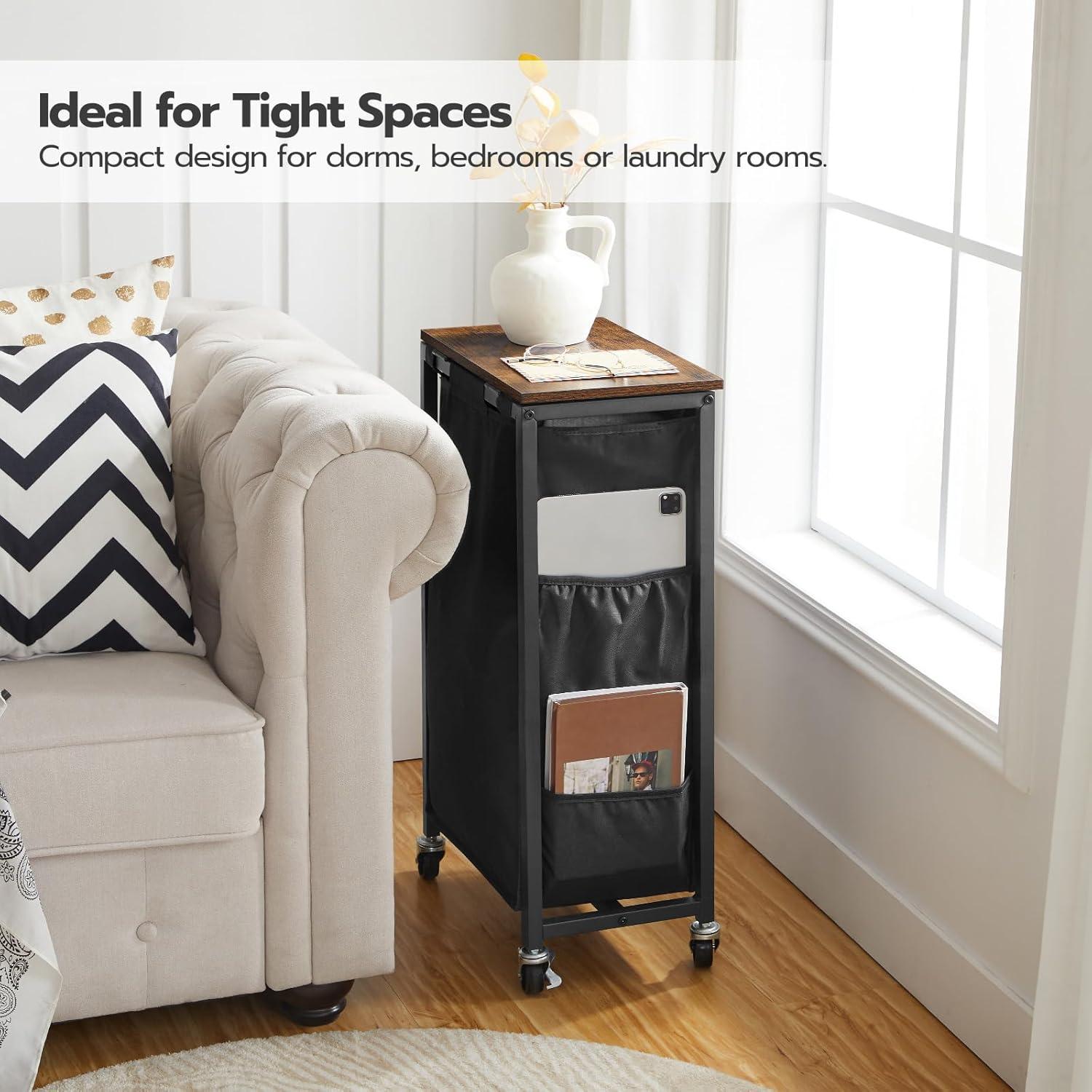 Cesta de Ropa Slim HOOBRO con Tapa y Ruedas, 43.4L