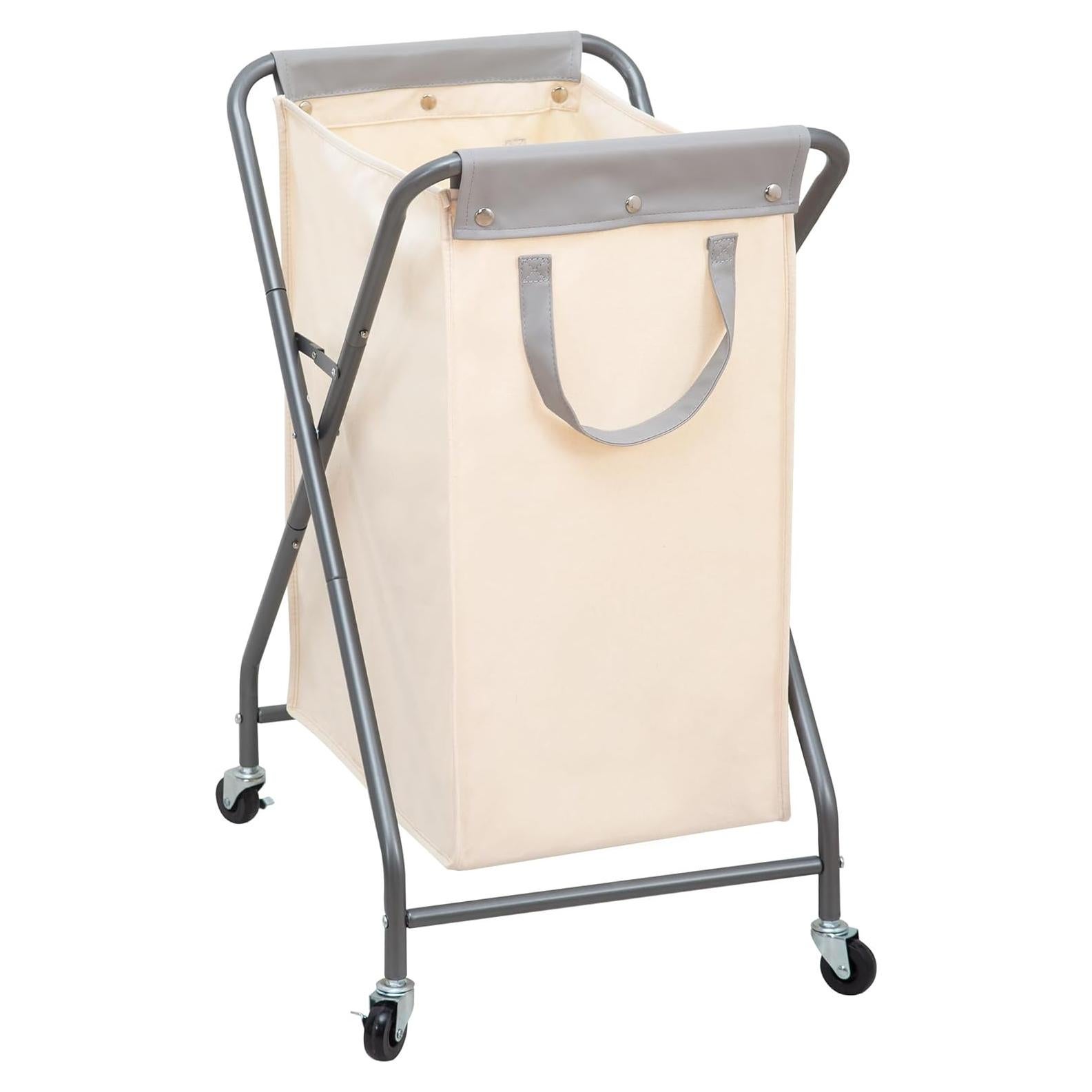 Cesta de Ropa Plegable STORAGE MANIAC 70L Beige con Ruedas