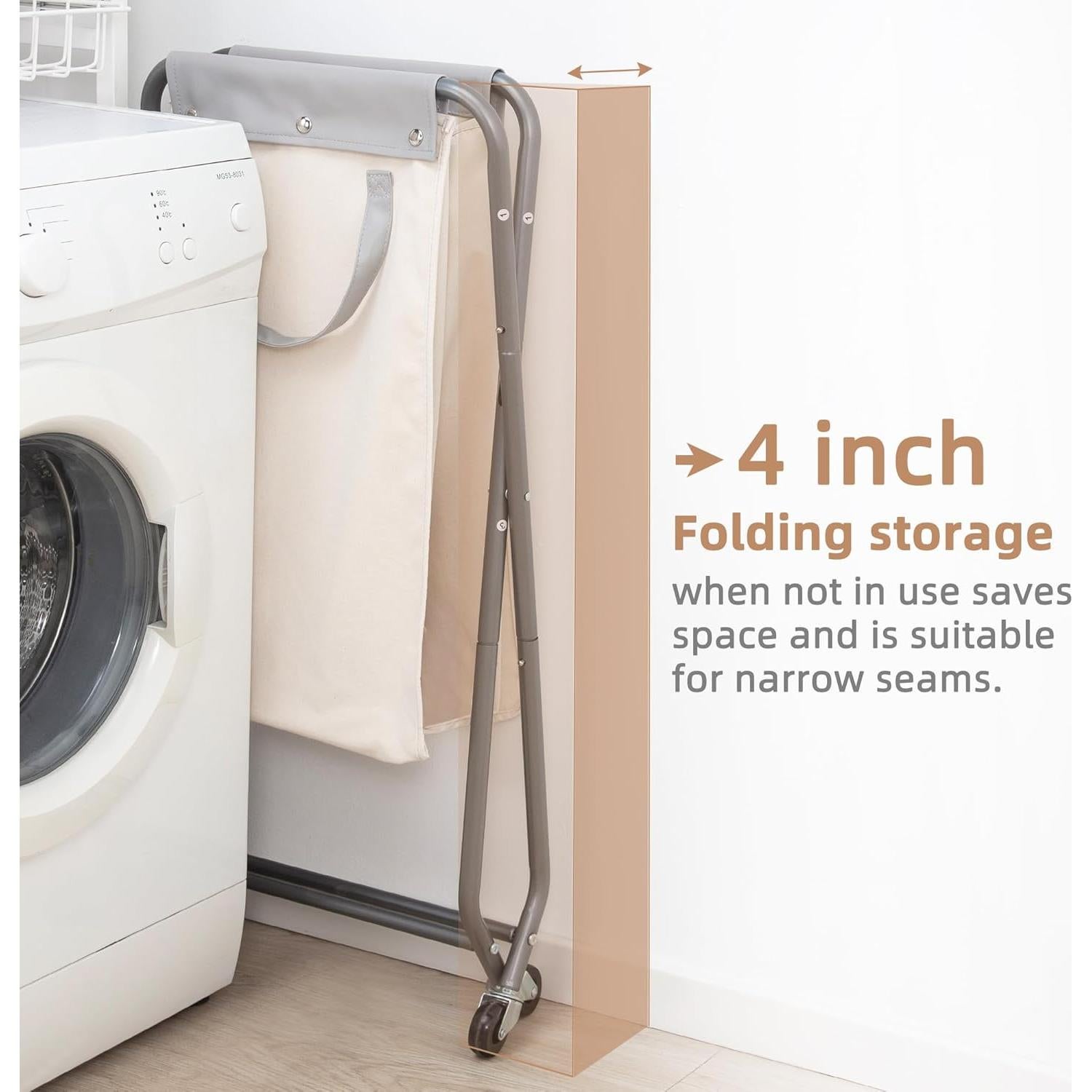 Cesta de Ropa Plegable STORAGE MANIAC 70L Beige con Ruedas