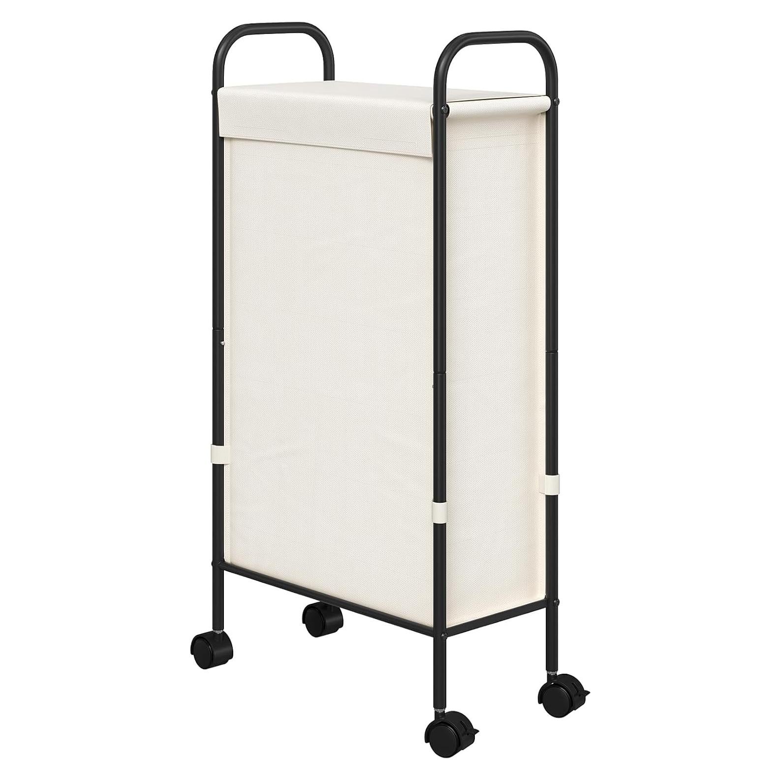 Cesta de Ropa Slim ELYKEN 50L con Ruedas y Tapa Crema