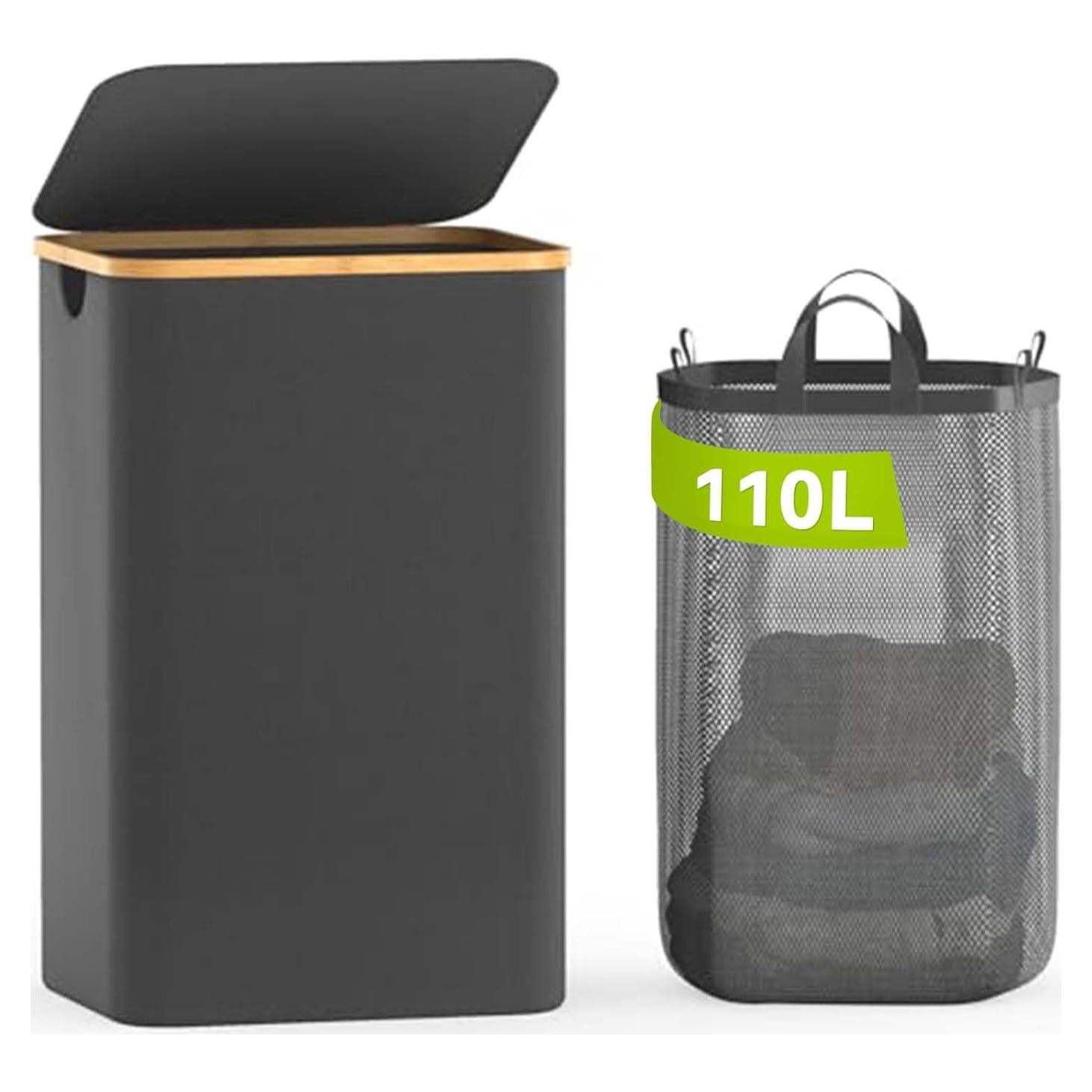 Cesta de Lavandería Bathola 110L con Tapa - Gris